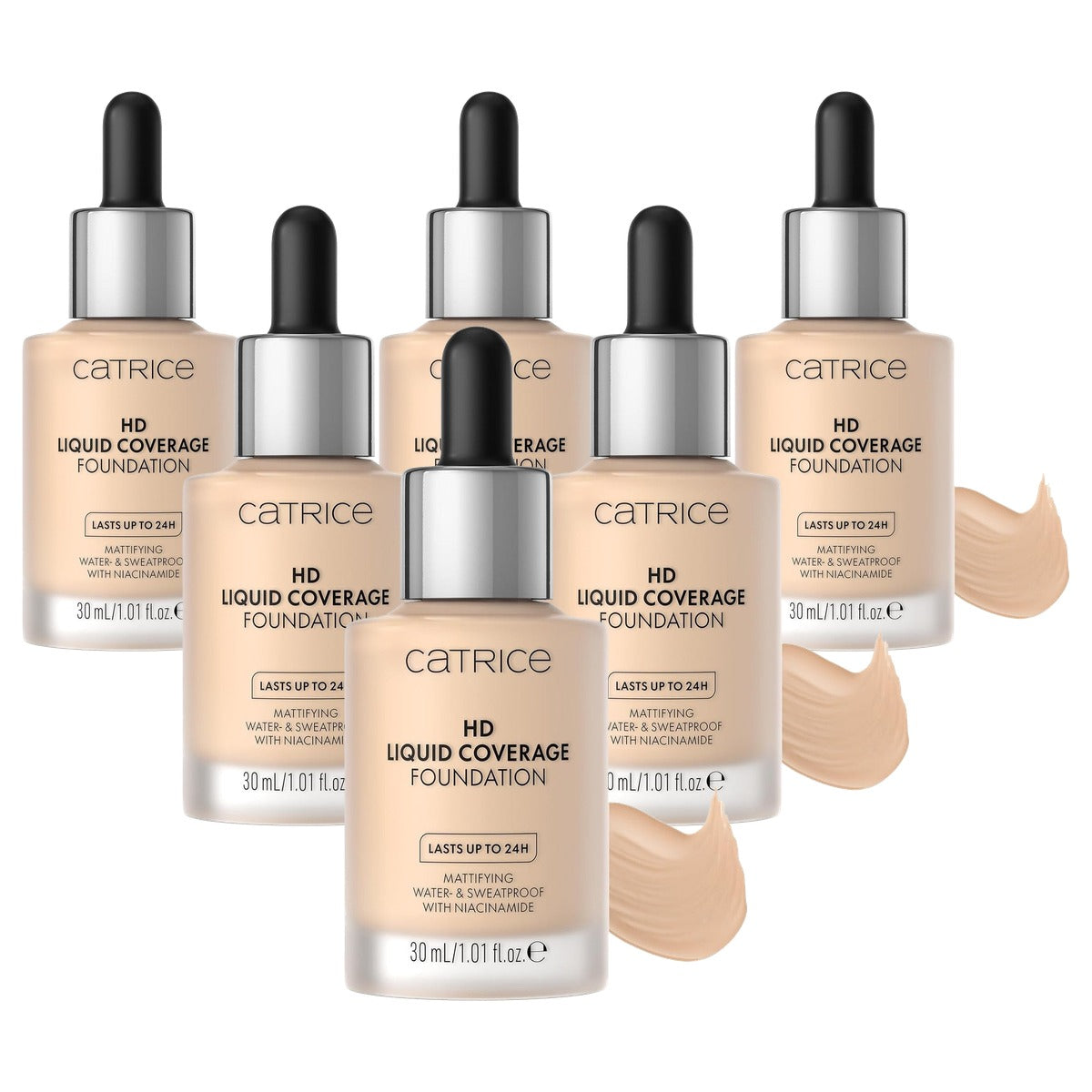 Catrice foundation hoge dekking 010 licht beige 30 ml - 6-pack