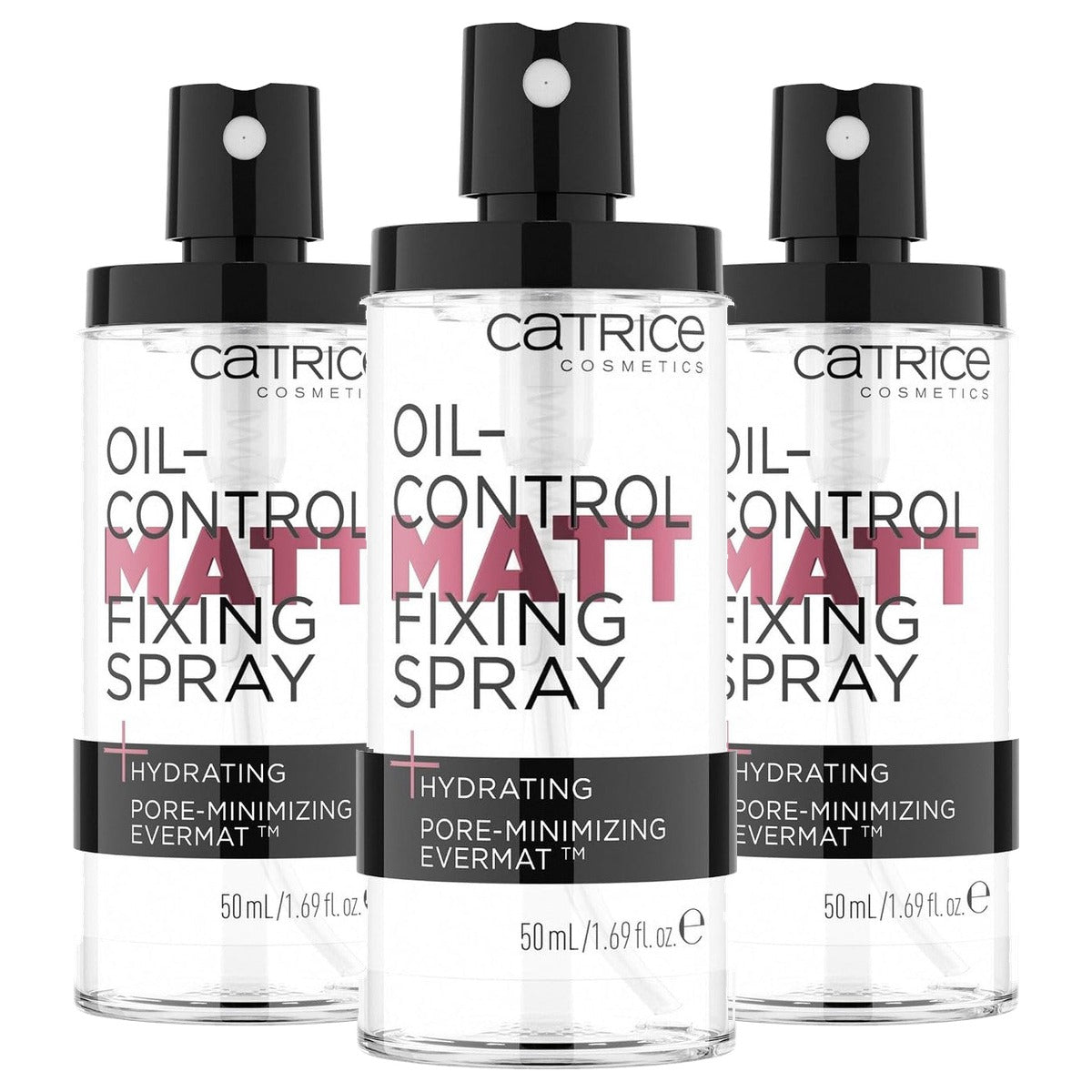 Catrice Oil-Control Matt Fixing Spray transparant 50 ml - 3-pack