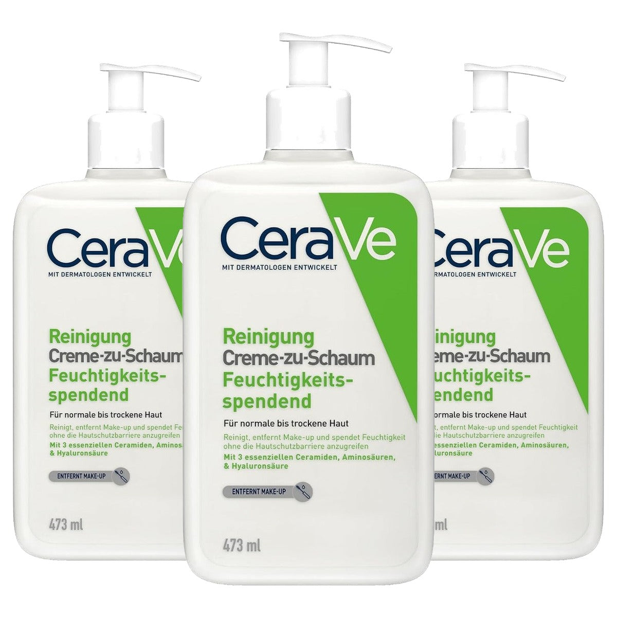 CeraVe Crème-tot-Schuim Reiniging, Vochtinbrengende Reinigingscrème 473 ml - 3-pack