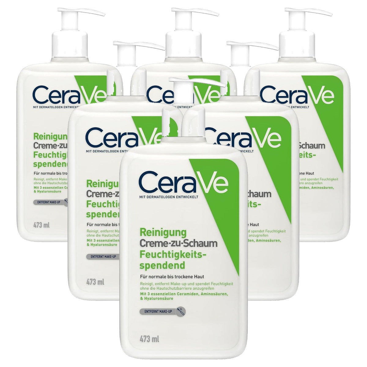 CeraVe Crème-tot-Schuim Reiniging, Vochtinbrengende Reinigingscrème 473 ml - 6-pack