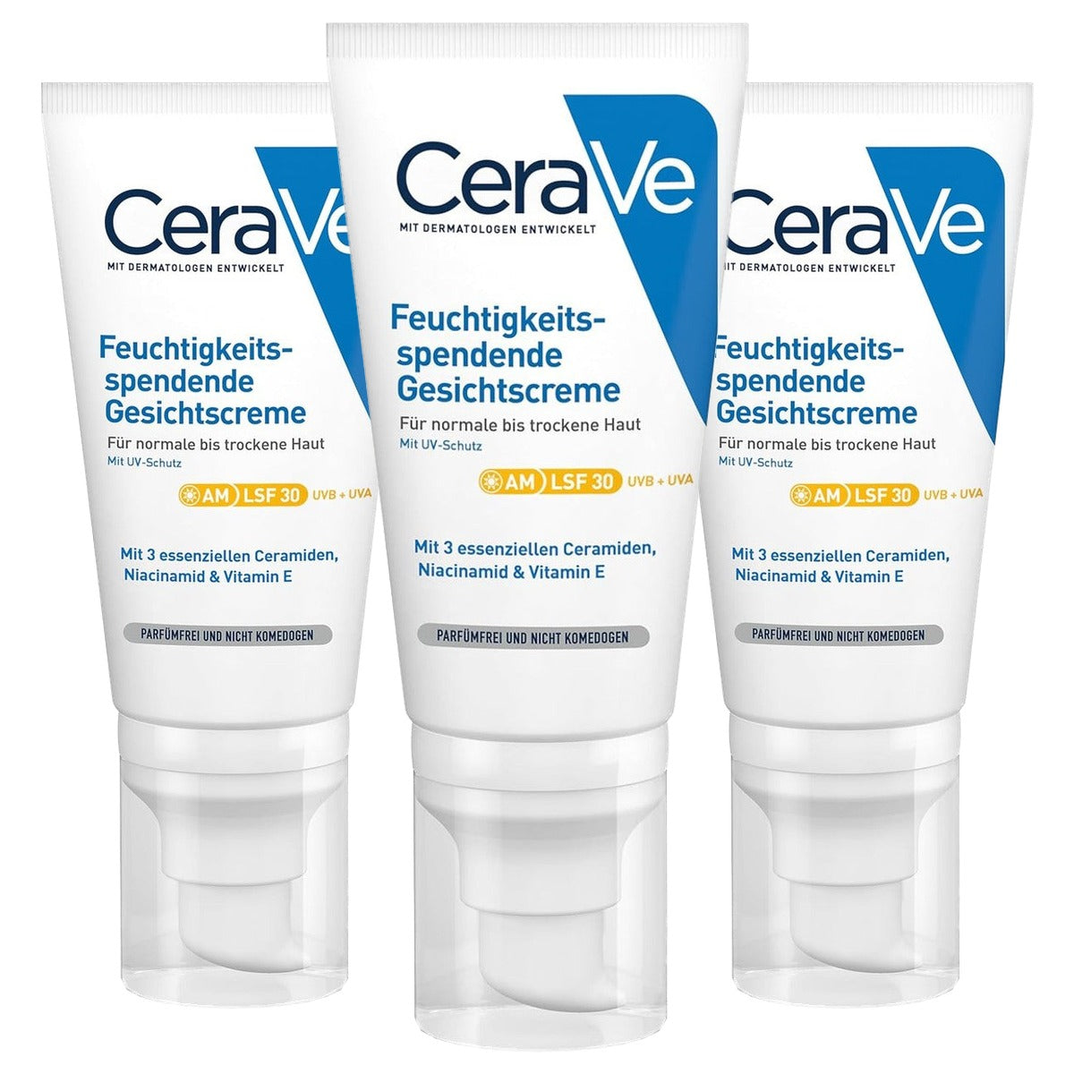 CeraVe Hydraterende Gezichtscrème met SPF 30, Kalmerende Dagcrème 50 ml - 3-pack