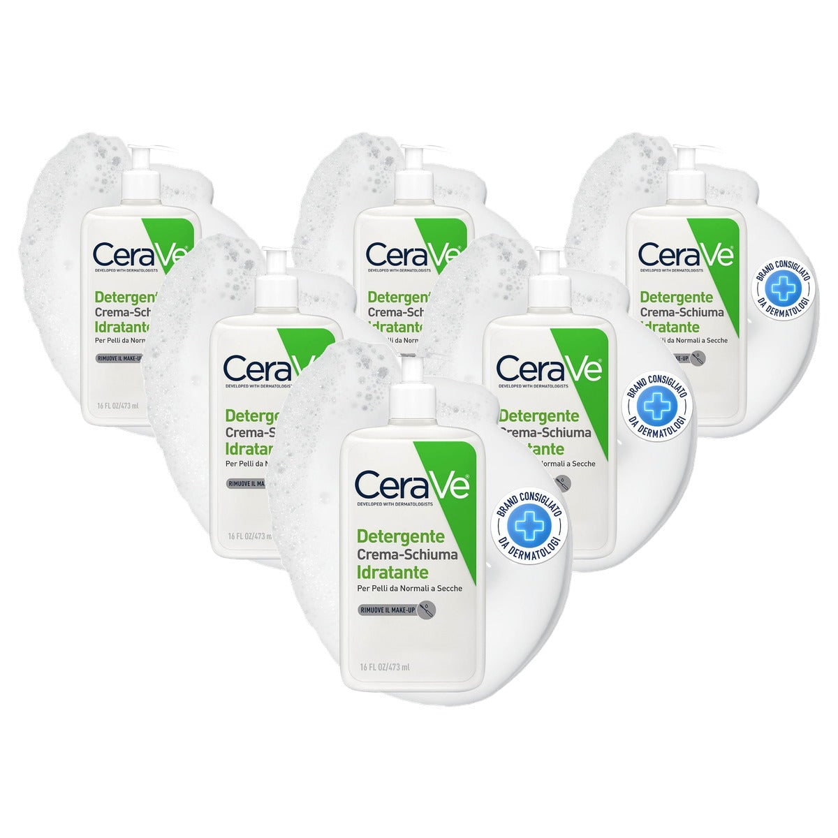 CeraVe Hydraterende Reinigingscrème-Schuim voor Normale tot Droge Huid 473 ml - 6-pack