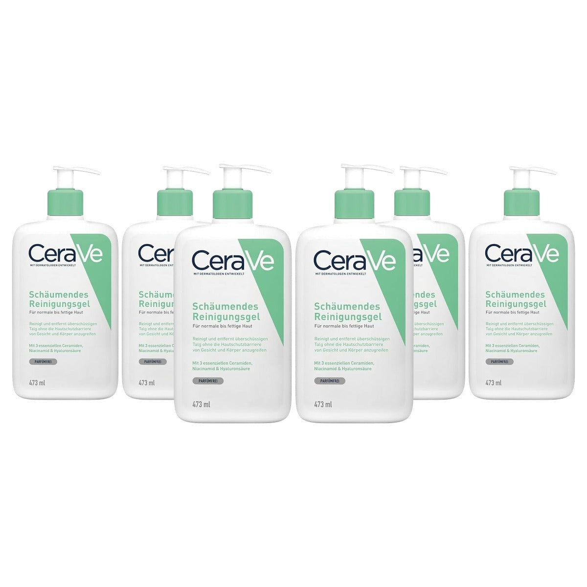 CeraVe Schuimende Reinigingsgel voor Normale tot Vette Huid 2 x 473 ml - 3-pack