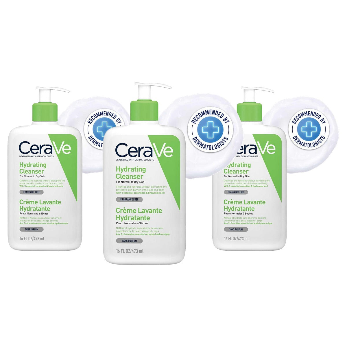 CeraVe Milde Reinigingslotion voor Gezicht en Lichaam 473 ml - 3-pack