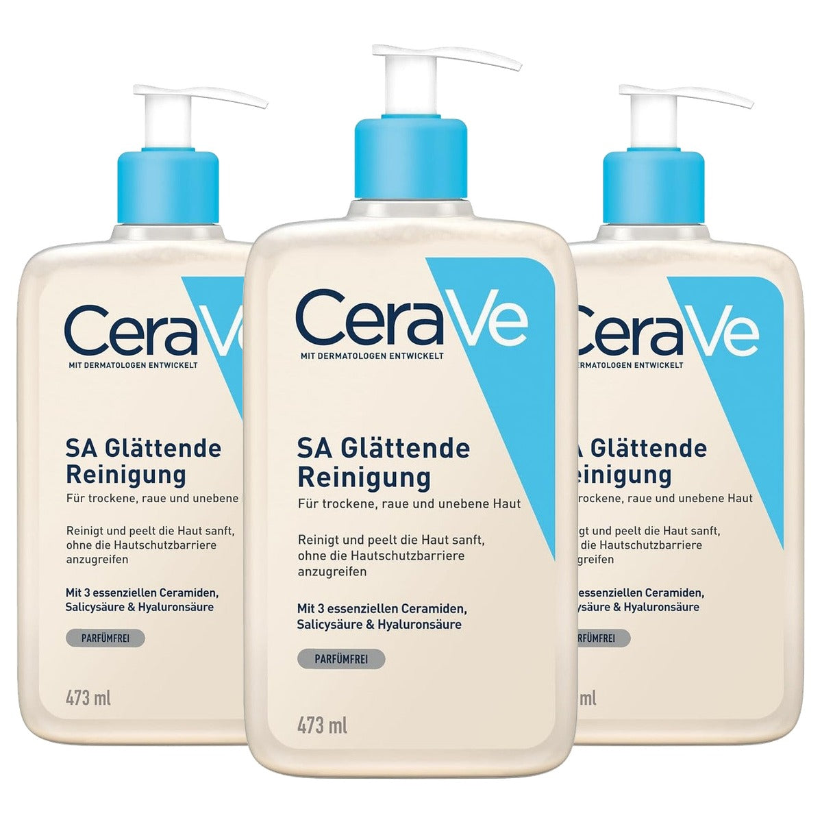 CeraVe SA Gladmakende Reiniging voor Droge, Ruwe en Oneffen Huid 473 ml - 3-pack