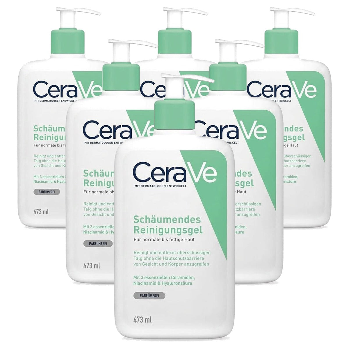 CeraVe Schuimende Reinigingsgel voor Gezicht en Lichaam, Wasgel 473 ml - 6-pack