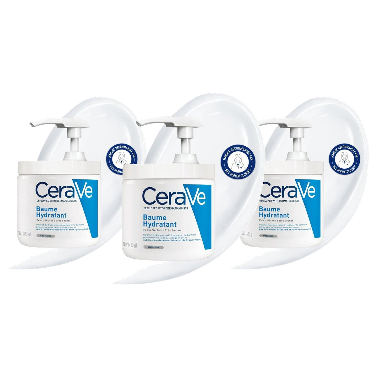CeraVe Vochtinbrengende Crème voor Droge Huid, Lichaam en Gezicht 453 g - 3-pack