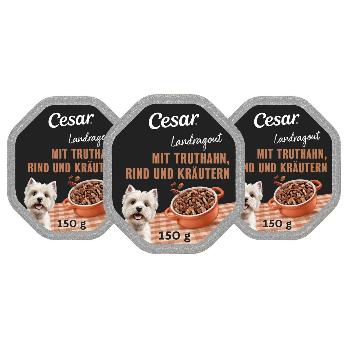 Cesar Landkeuken hondenvoer vlees in jus en groenten 150 g - 3-pack