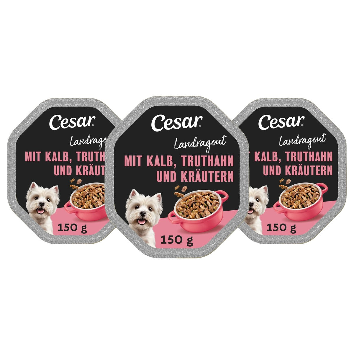 Cesar Landkeuken hondenvoer vlees in jus en groenten 150 g - 3-pack
