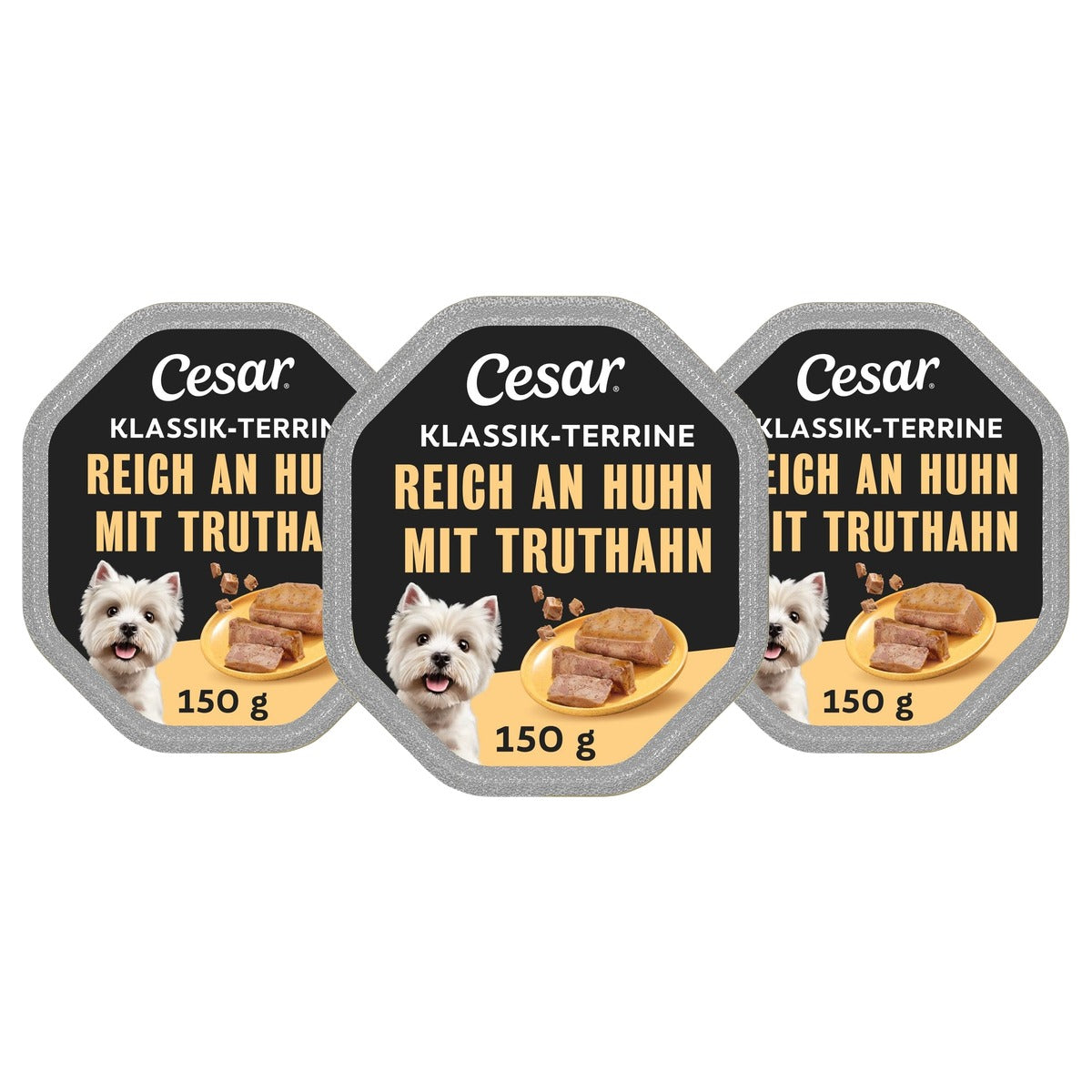 Cesar Klassieke Terrine hondenvoer kip en kalkoen 14 x 150 g - 3-pack