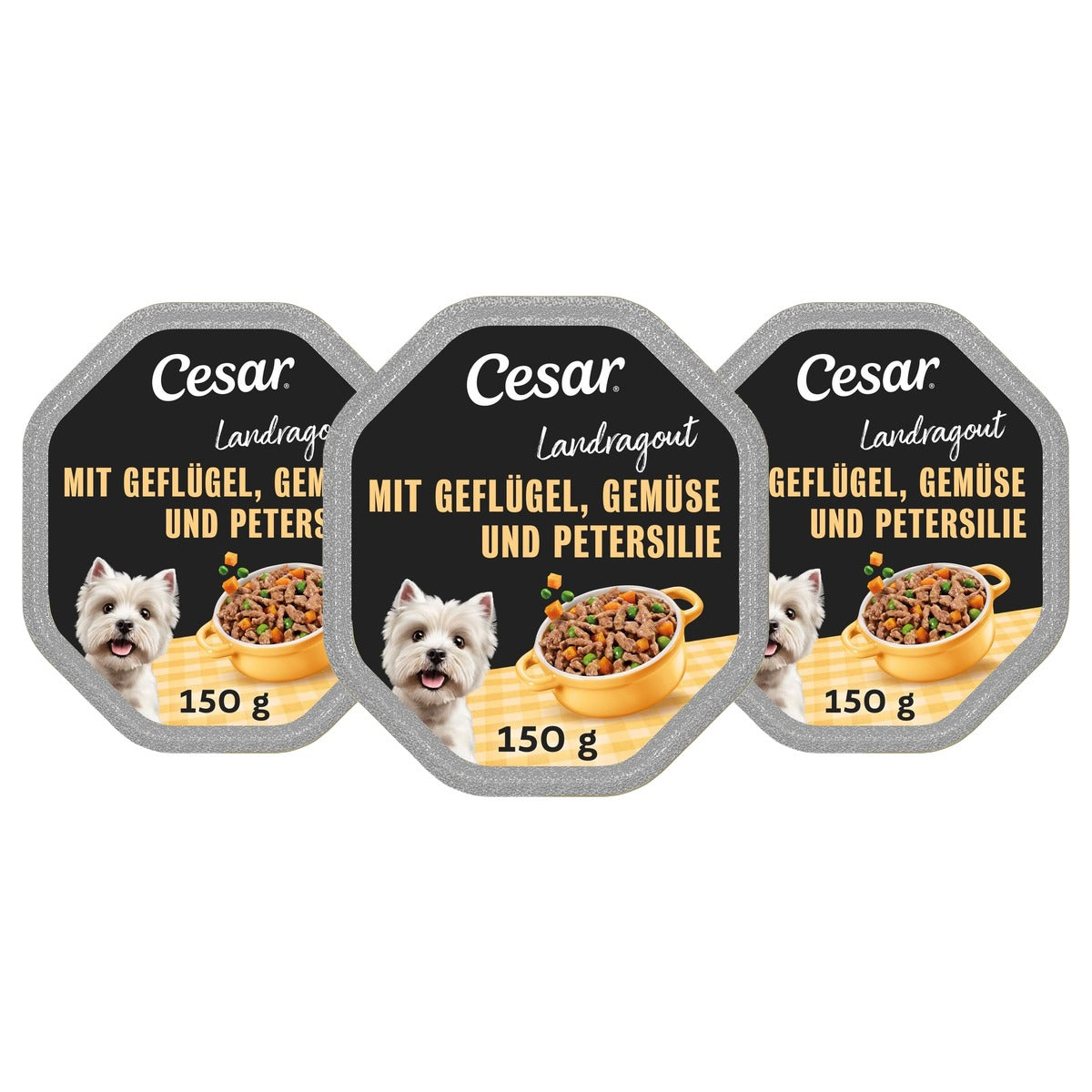 Cesar Landkeuken hondenvoer vlees in jus en groenten 150 g - 3-pack