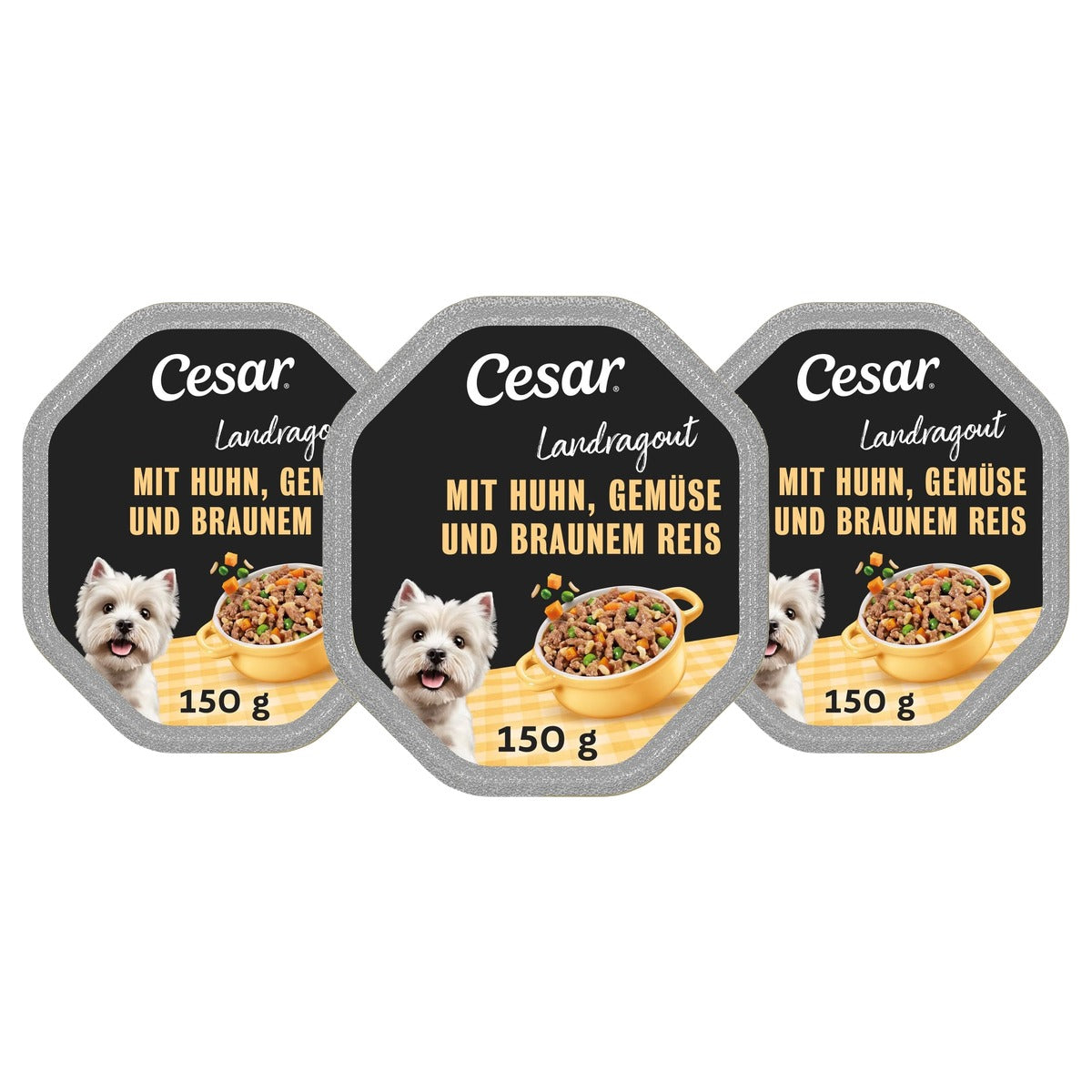 Cesar Landragout hondenvoer kip, bruine rijst en groenten 14 x 150 g - 3-pack