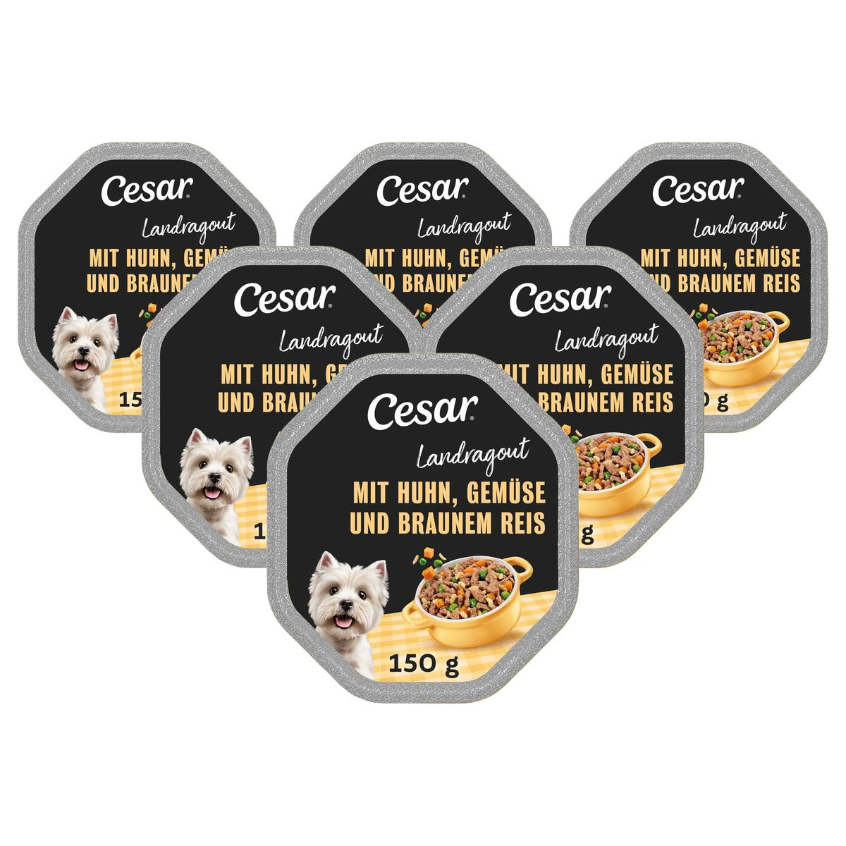 Cesar Landragout hondenvoer kip, bruine rijst en groenten 14 x 150 g - 6-pack