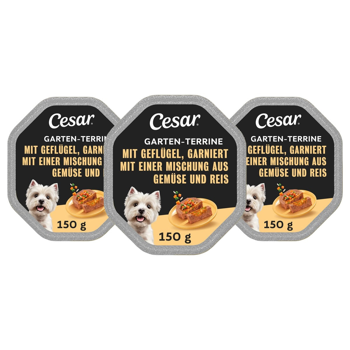 Cesar Tuinterrine hondenvoer gevogelte, groenten en rijst 14 x 150 g - 3-pack