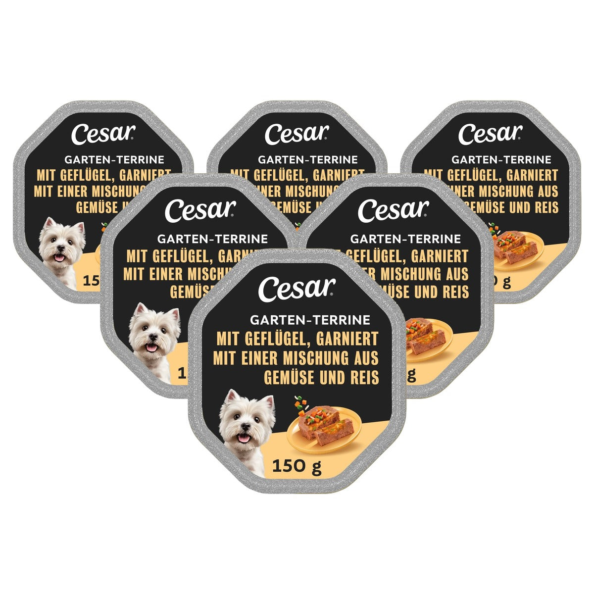 Cesar Tuinterrine hondenvoer gevogelte, groenten en rijst 14 x 150 g - 6-pack