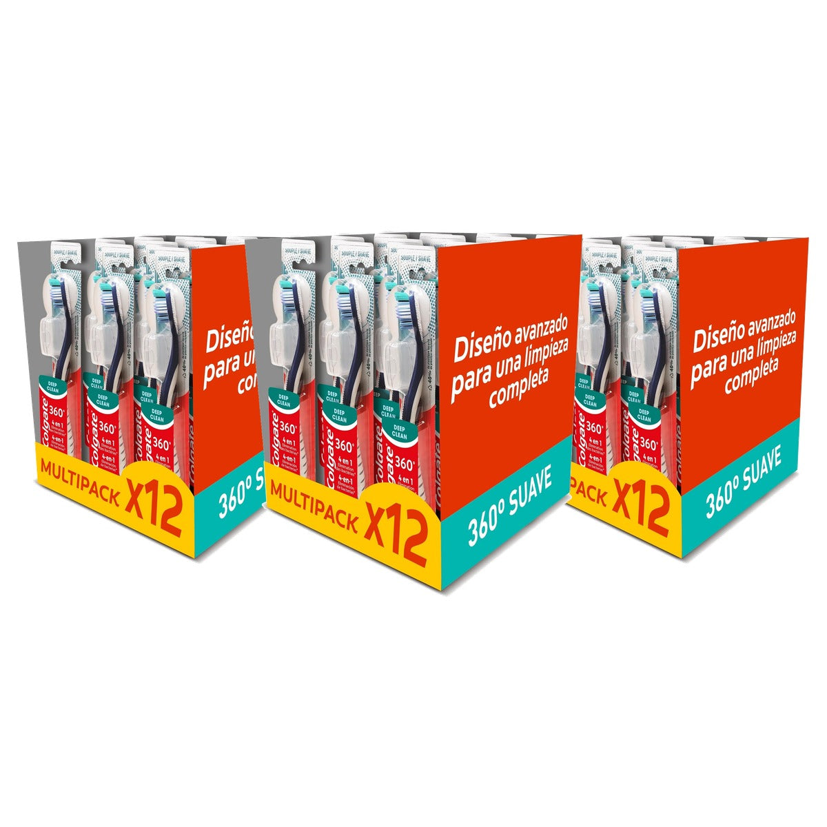 Colgate 360 Deep Clean zachte tandenborstels 3 x 12 stuks - Voordeelverpakking