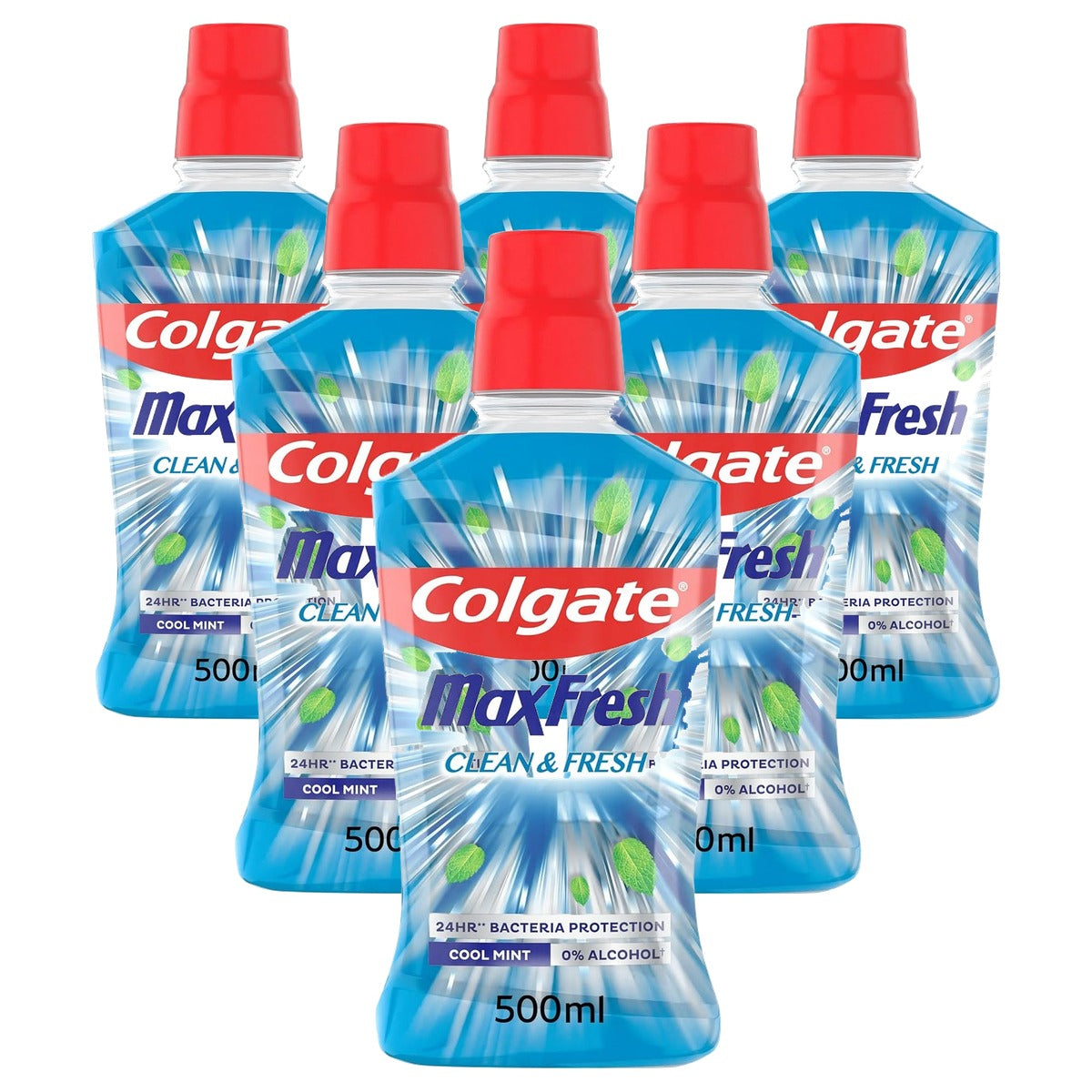 Colgate Max Fresh Clean & Fresh mondwater zonder alcohol 6 x 500 ml - Voordeelverpakking