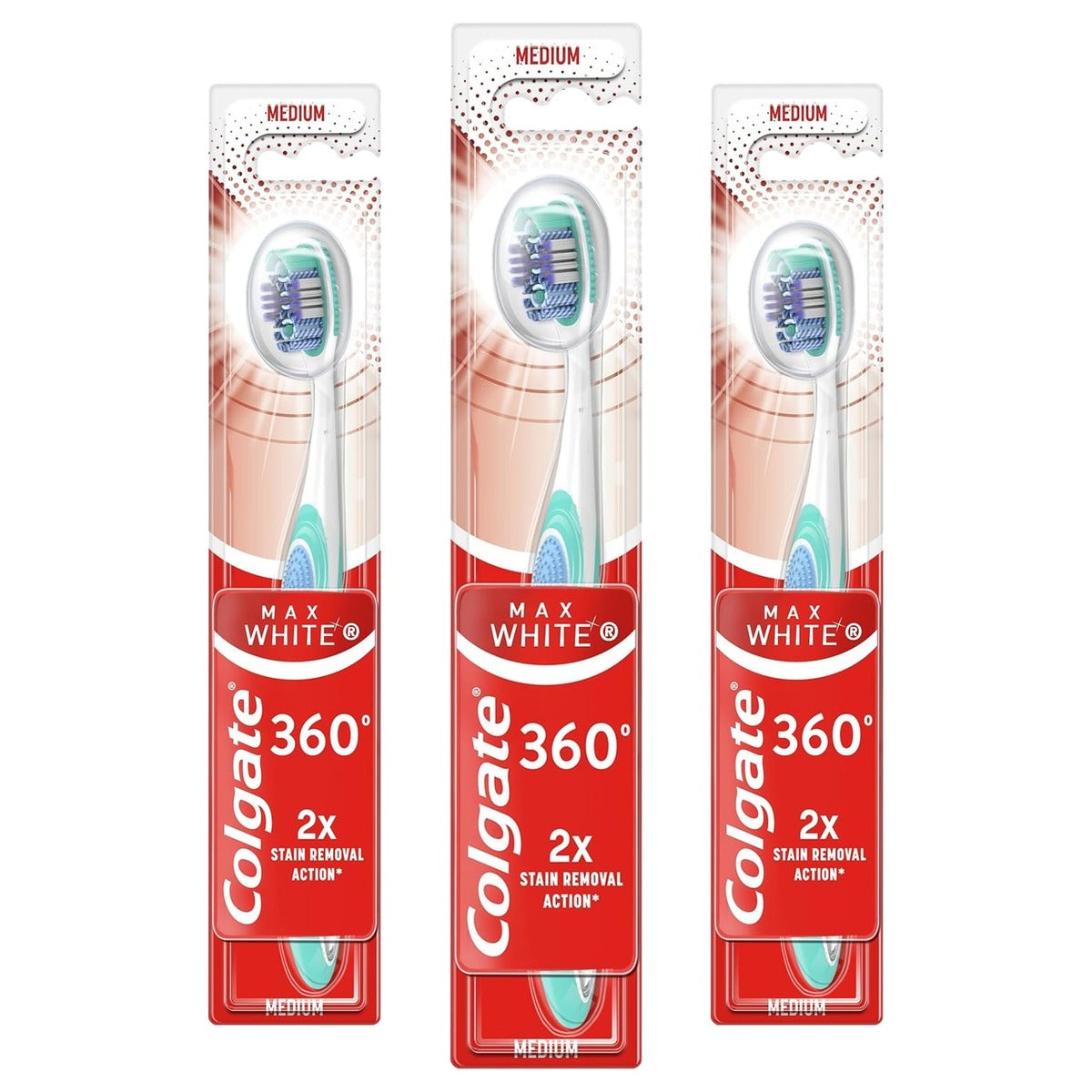 Colgate Max White 360 Tandenborstel Medium 3 x 1 stuk - Voordeelverpakking