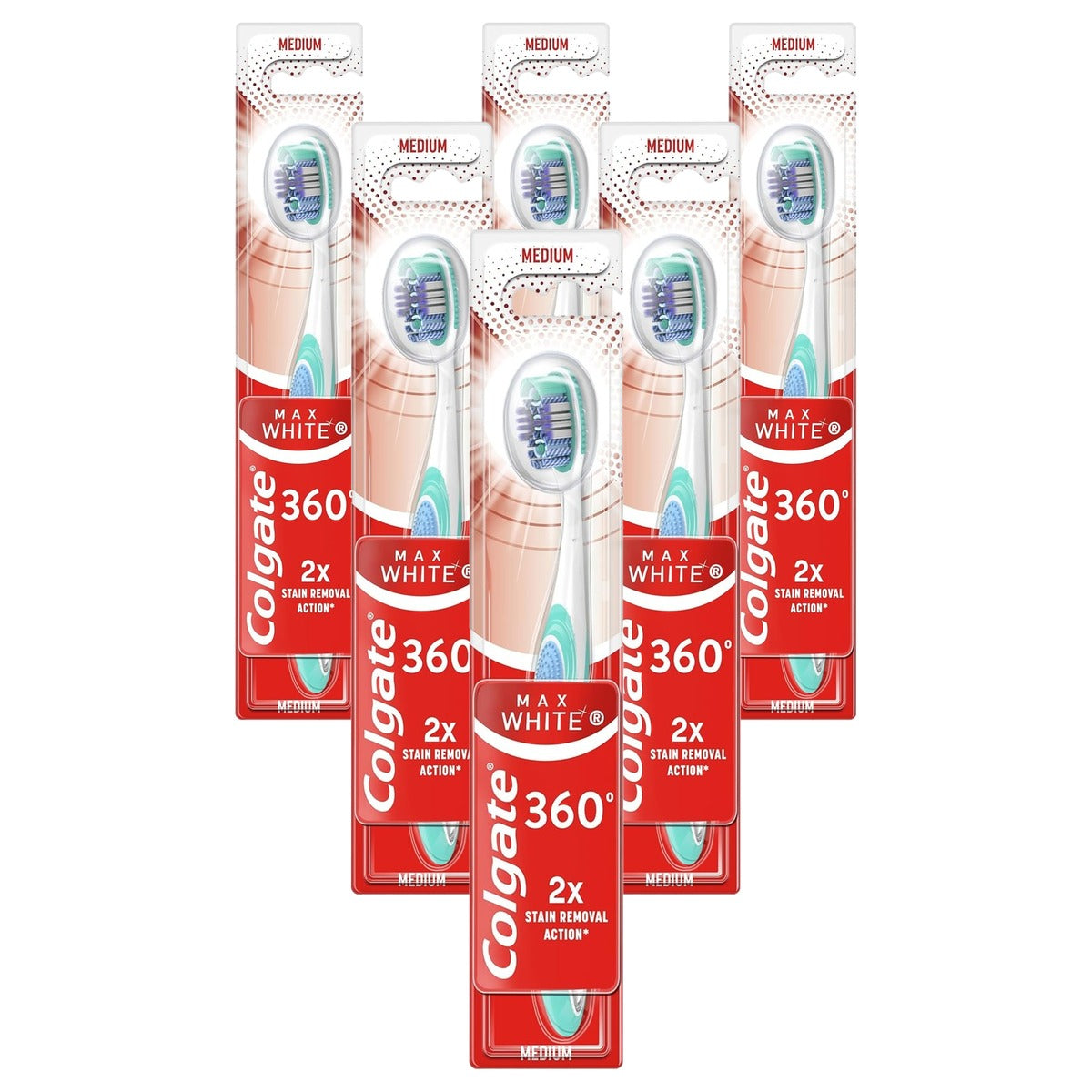 Colgate Max White 360 Tandenborstel Medium 6 x 1 stuk - Voordeelverpakking