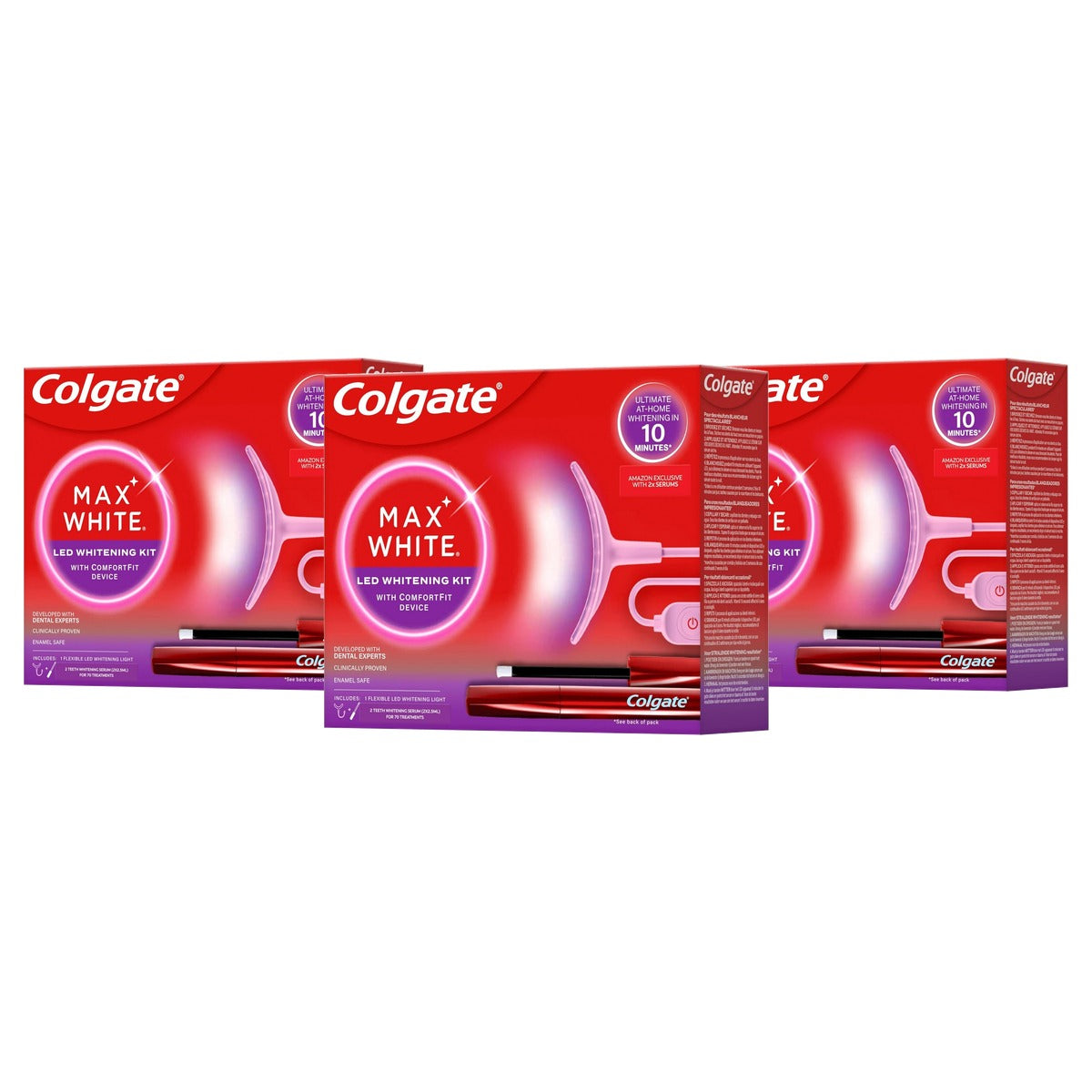 Colgate Max-witte led-whitening kit + overnight serum 3 x 2,5 ml - Voordeelverpakking