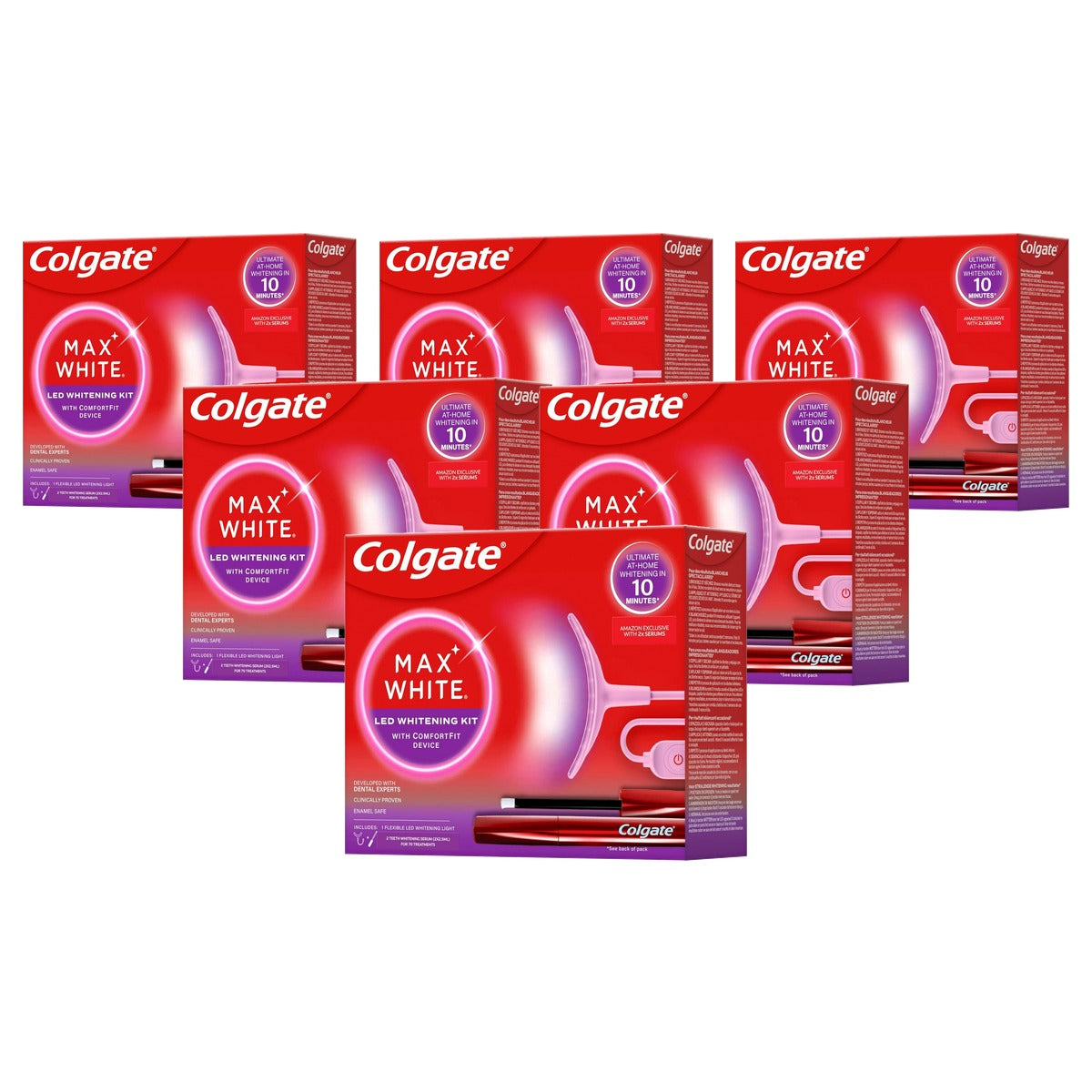 Colgate Max-witte led-whitening kit + overnight serum 6 x 2,5 ml - Voordeelverpakking