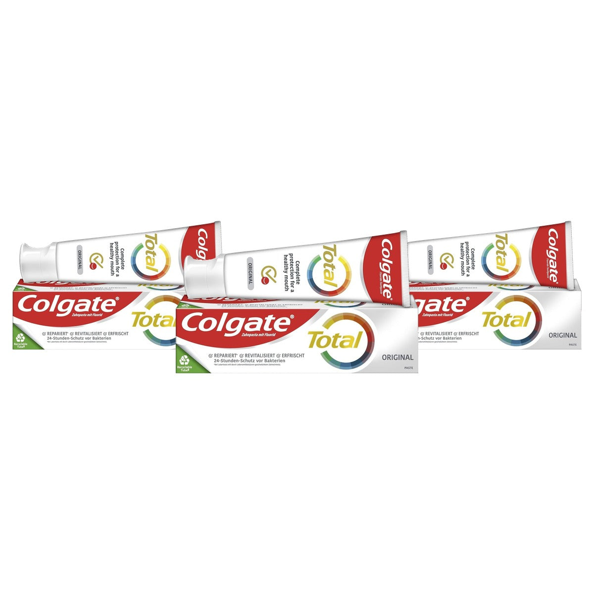 Colgate Total Aktiver Schutz Original Tandpasta 3 x 75 ml - Voordeelverpakking