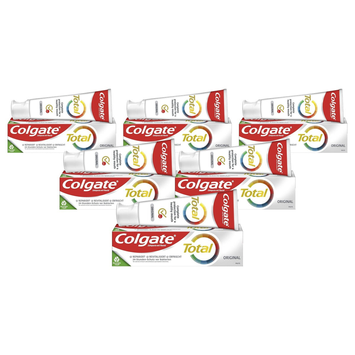 Colgate Total Aktiver Schutz Original Tandpasta 6 x 75 ml - Voordeelverpakking