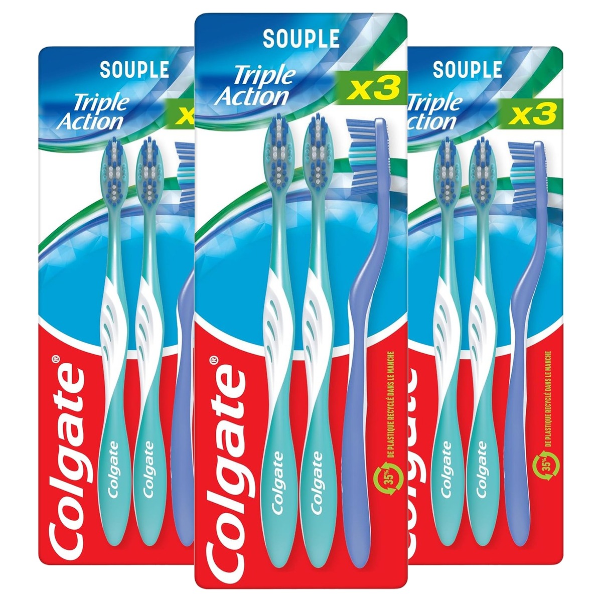 Colgate Triple Action zachte tandenborstel 3 borstels - 3-pack