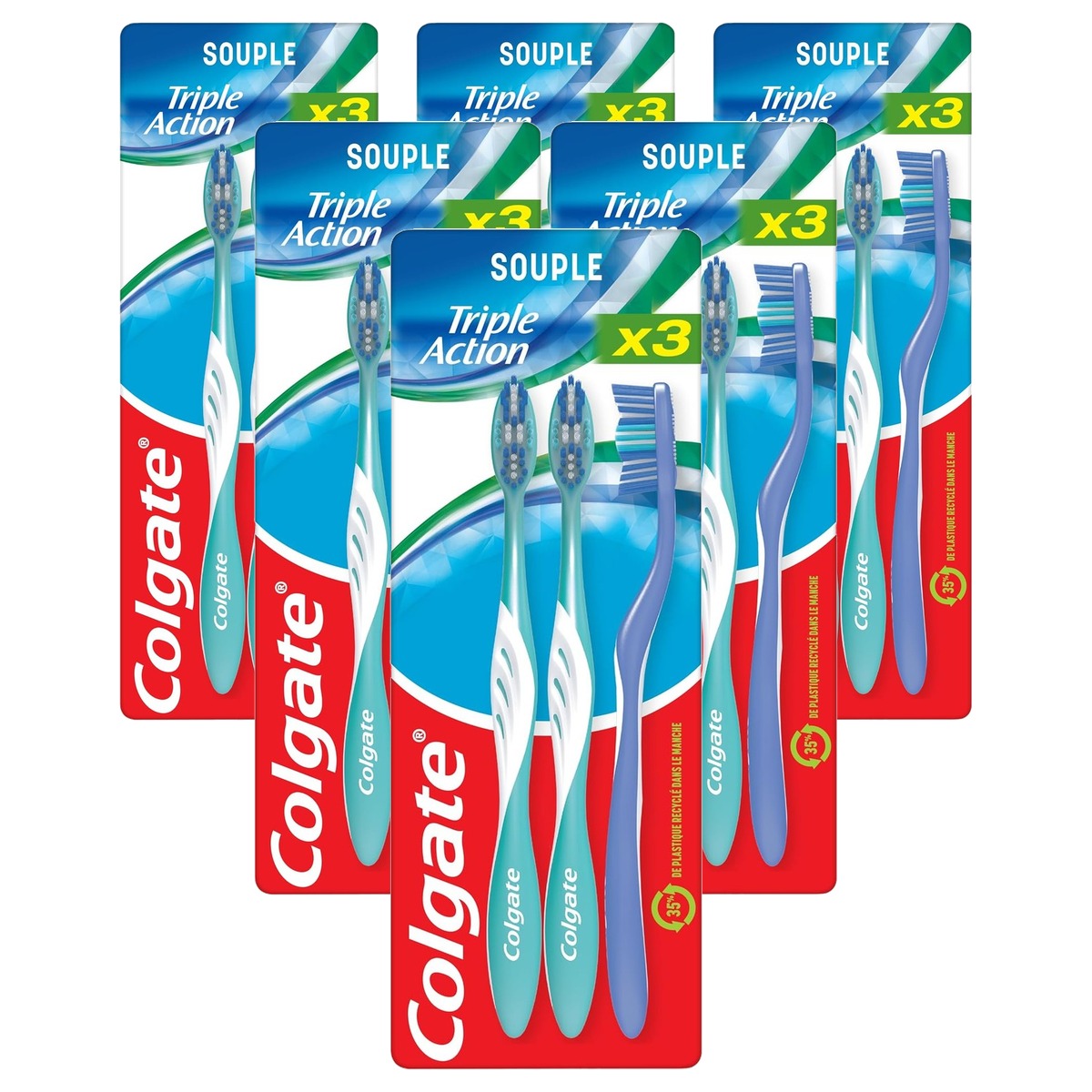 Colgate Triple Action zachte tandenborstel 3 borstels - 6-pack
