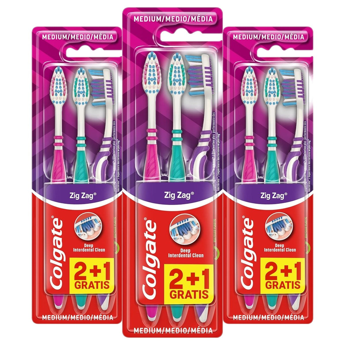 Colgate Zig Zag tandenborstel middel 3 x 1 stuk - Voordeelverpakking