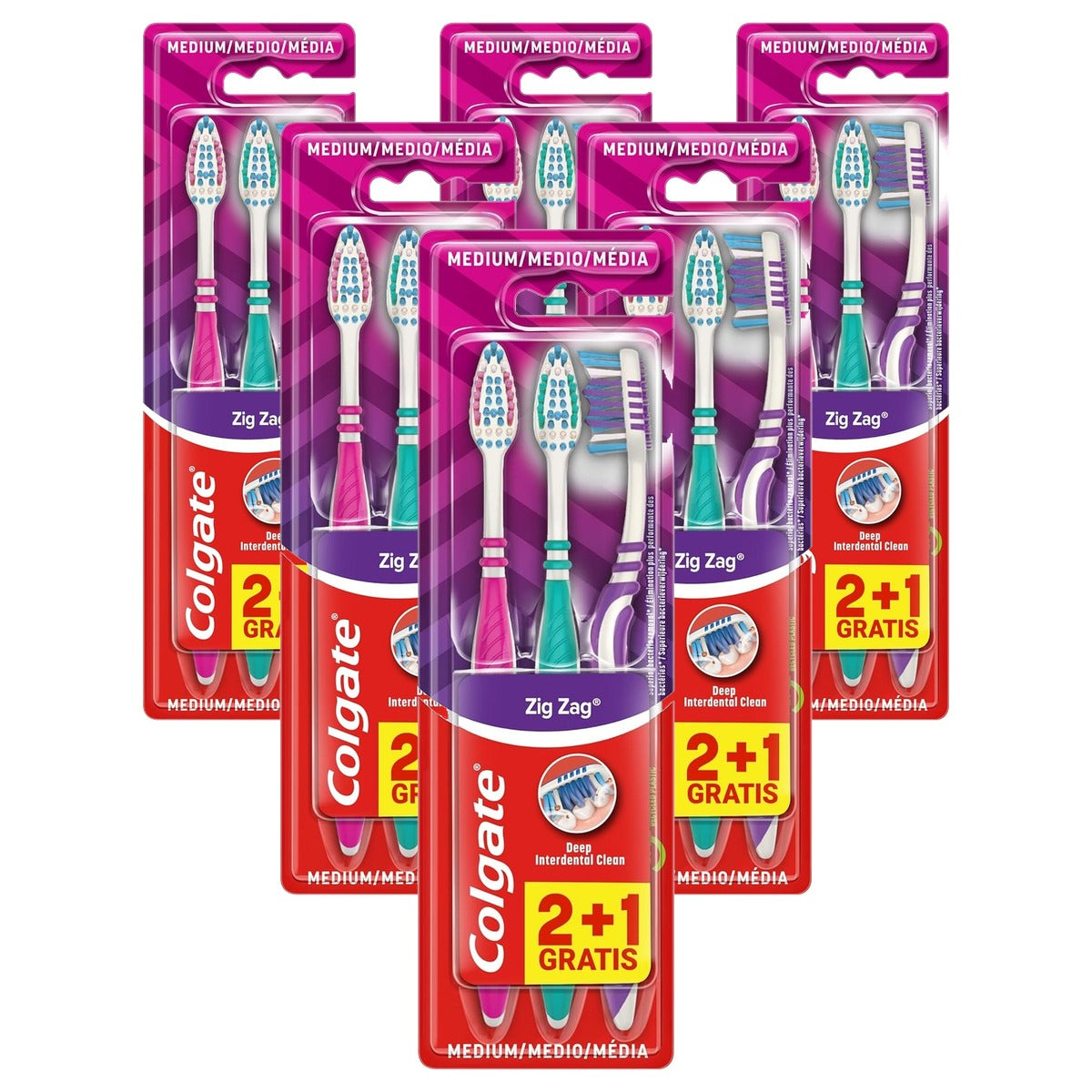 Colgate Zig Zag tandenborstel middel 6 x 1 stuk - Voordeelverpakking