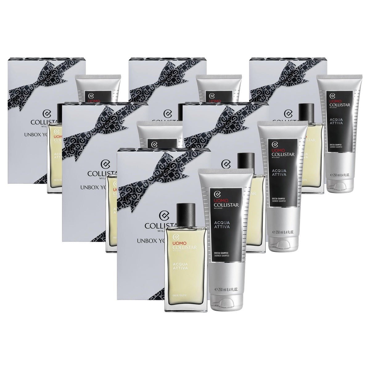 Collistar Actief Water voor Heren Eau de Toilette 100 ml + Doucheshampoo 250 ml - 6-pack