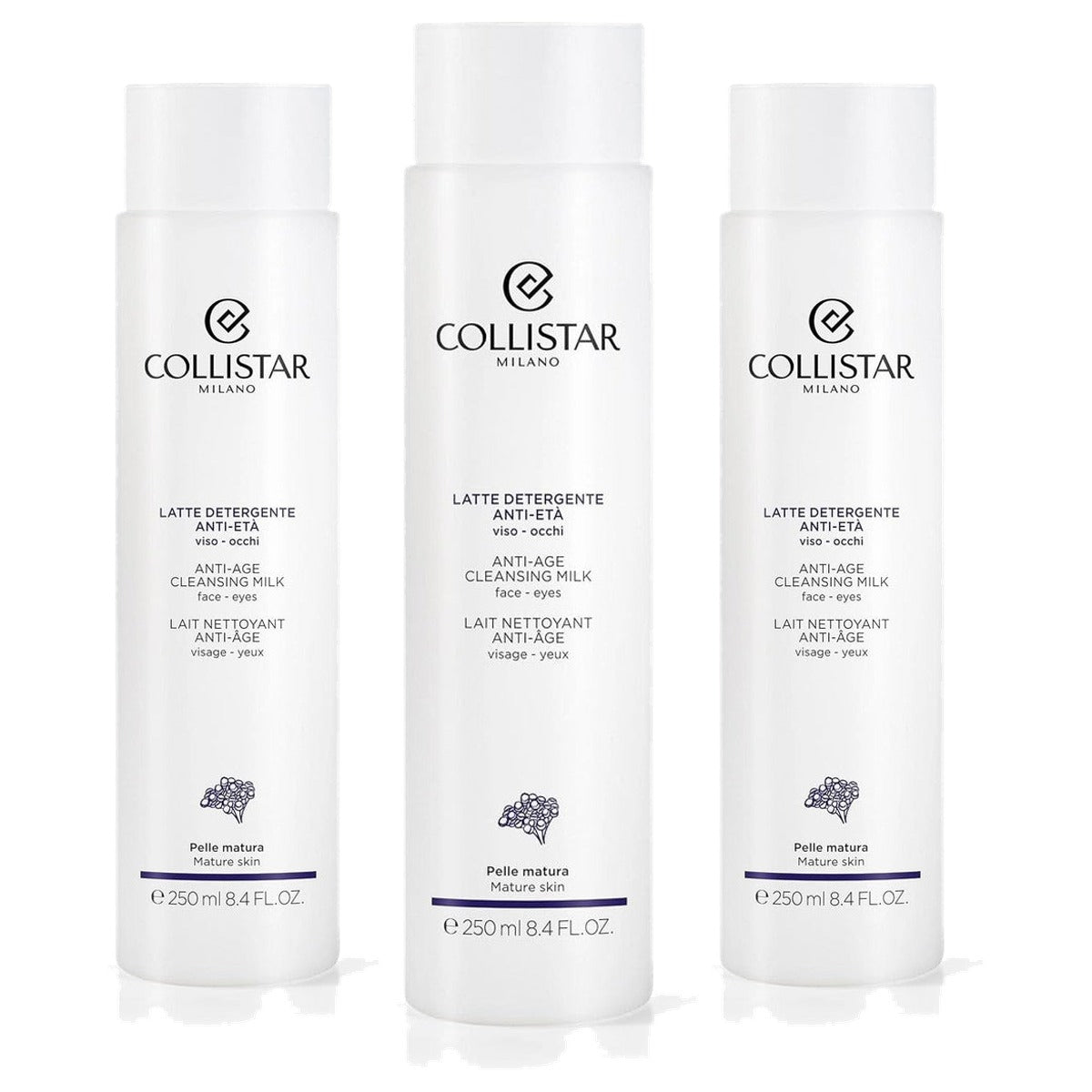 Collistar Anti-Aging Reinigingsmelk voor Gezicht en Ogen 250 ml - 3-pack