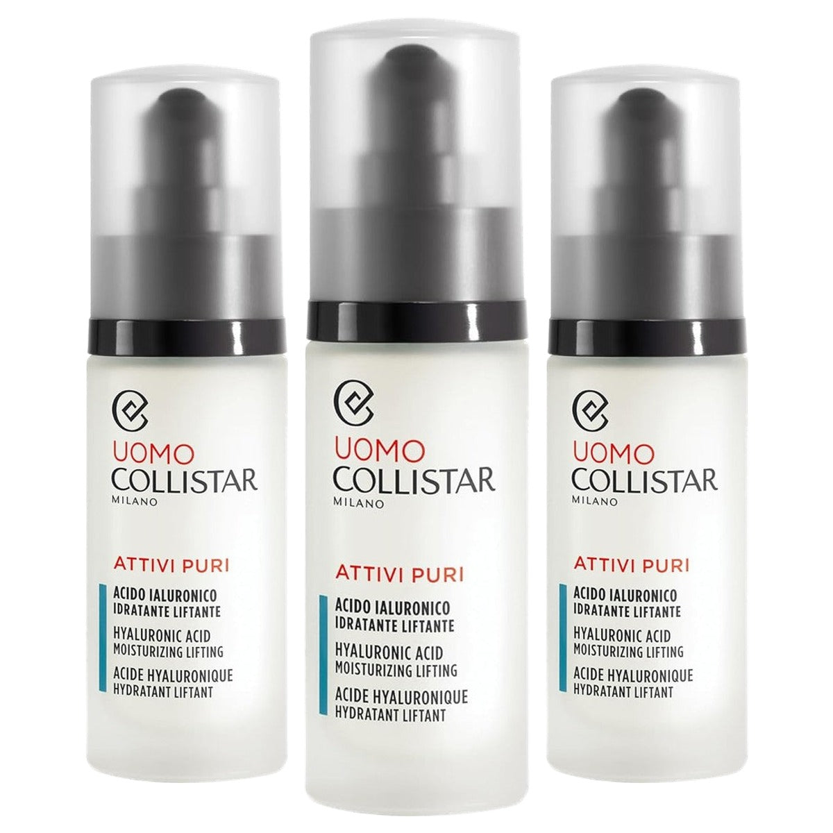 Collistar Attivi Puri Hydraterend Anti-Rimpelserum voor Mannen 30 ml - 3-pack