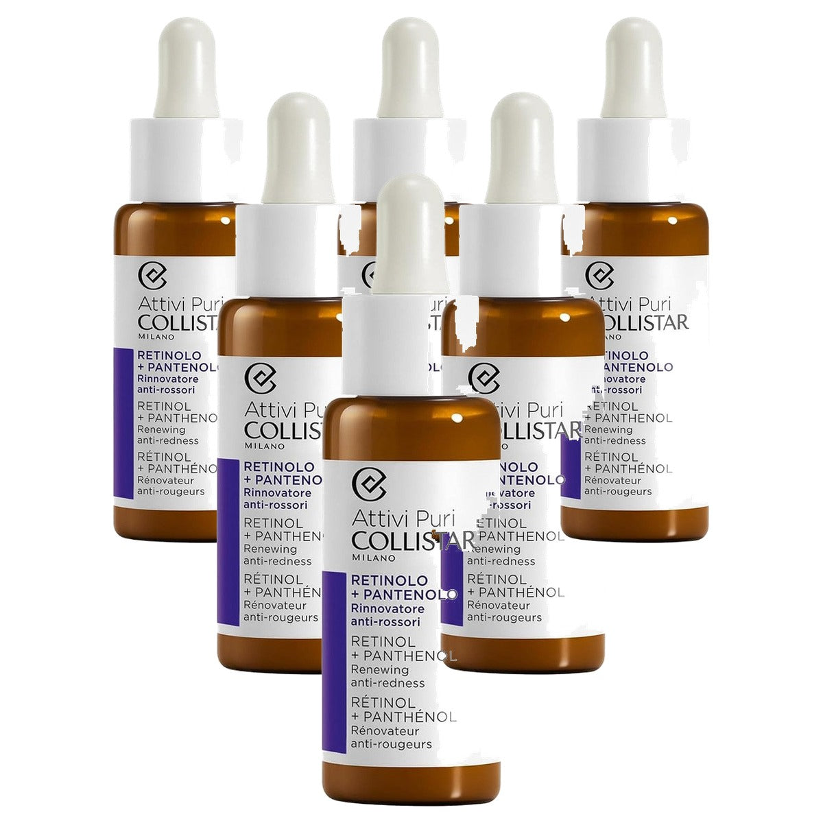 Collistar Attivi Puri Gocce Viso Retinolo + Pantenolo 30 ml - 6-pack
