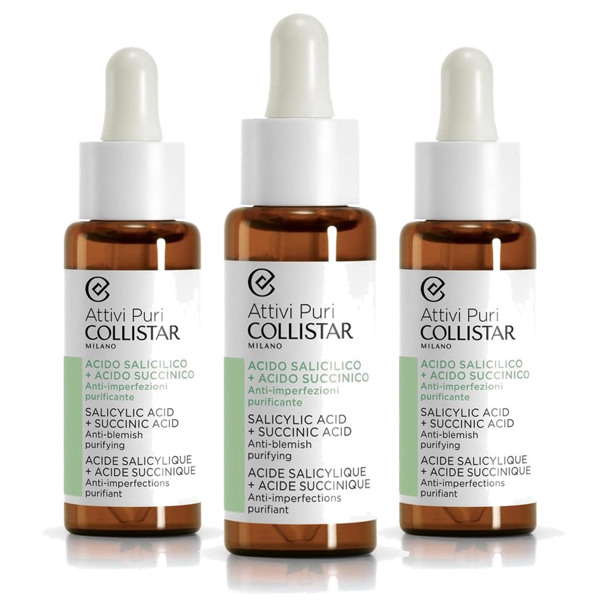 Collistar Attivi Puri Salicylic Acid + Succinic Acid 30 ml - 3-pack