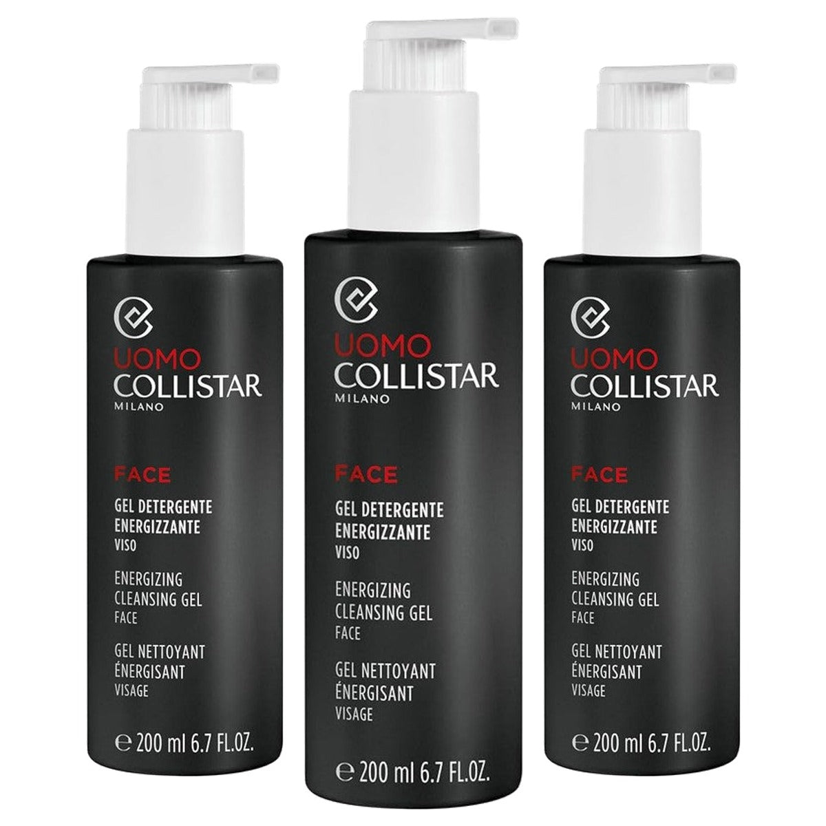 Collistar Energetiserende Gezichtsreinigingsgel voor Heren 200 ml - 3-pack
