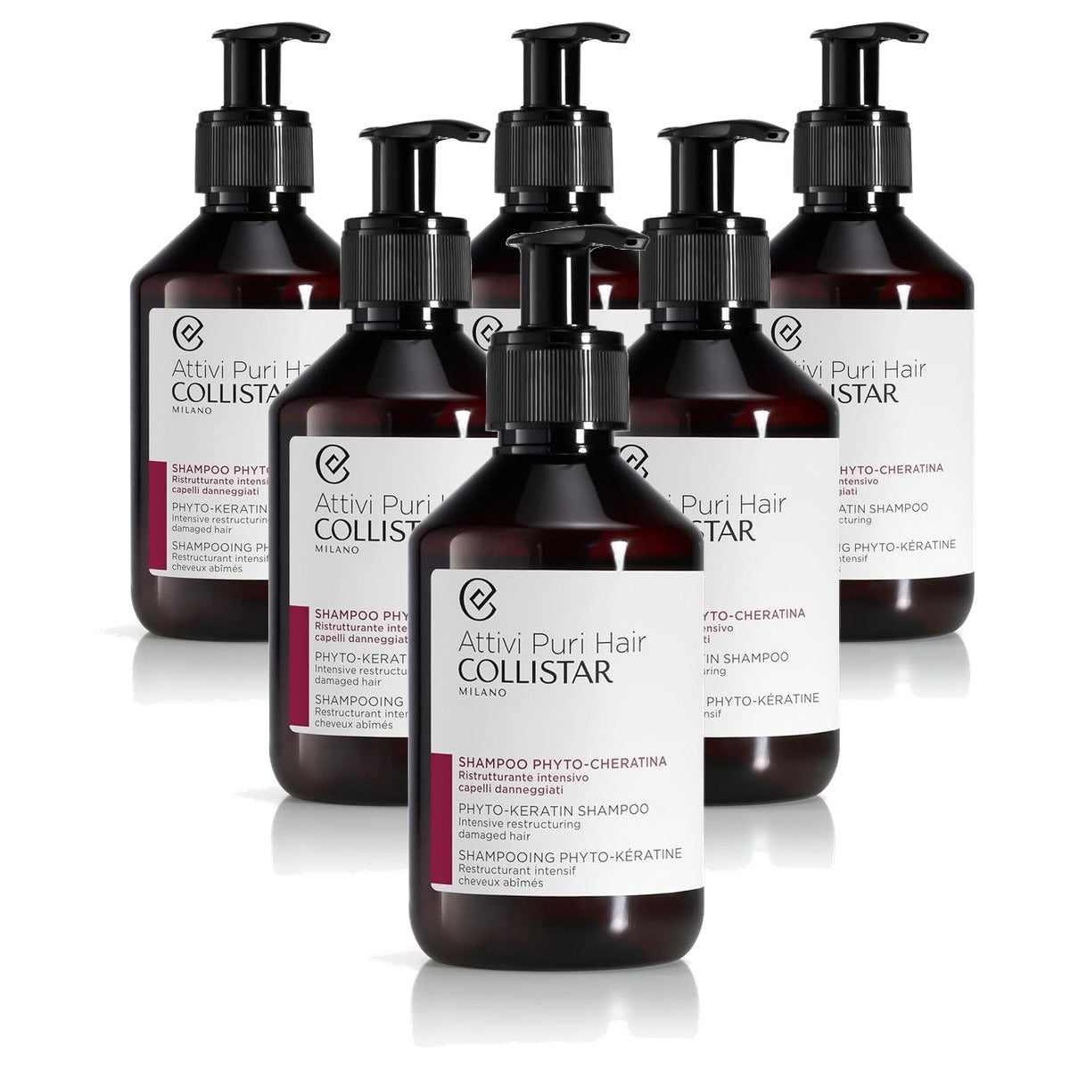 Collistar Fytokeratine Shampoo voor Beschadigd en Broos Haar 250 ml - 6-pack