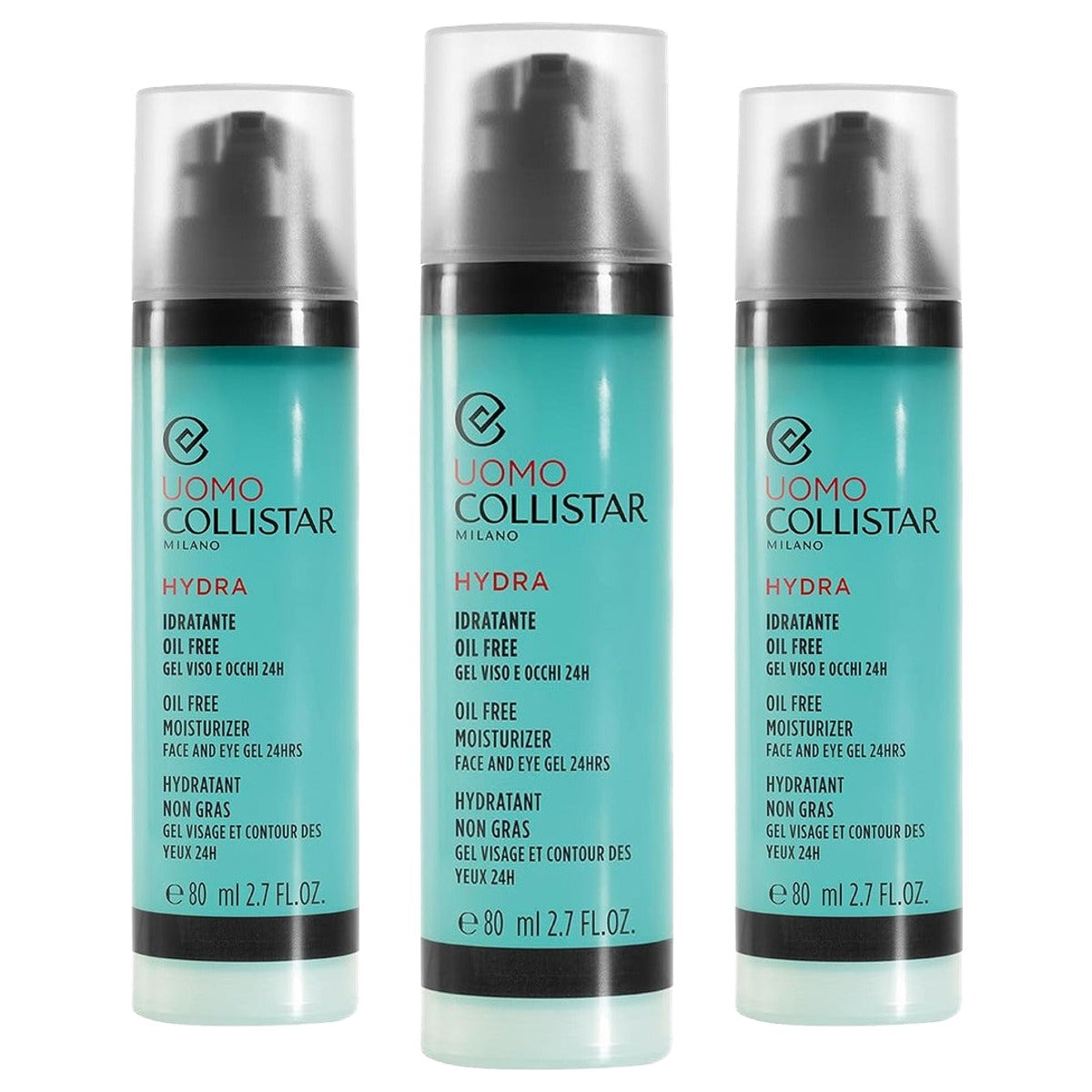 Collistar Hydra Vochtinbrengende Gezichts- en Ooggel voor Mannen 80 ml - 3-pack