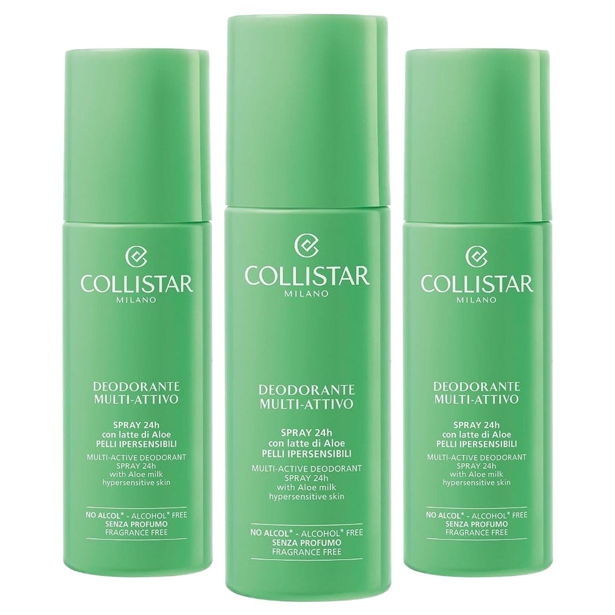 Collistar Multi-Aktiv Deospray met Aloë-Melk voor de Hypergevoelige Huid 100 ml - 3-pack
