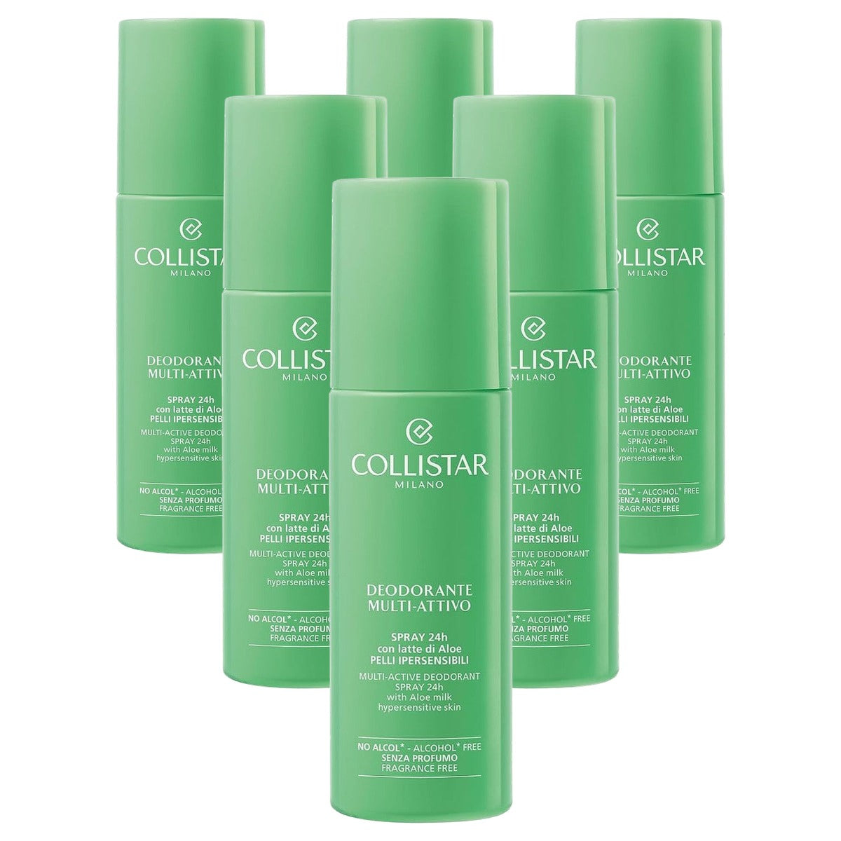 Collistar Multi-Aktiv Deospray met Aloë-Melk voor de Hypergevoelige Huid 100 ml - 6-pack