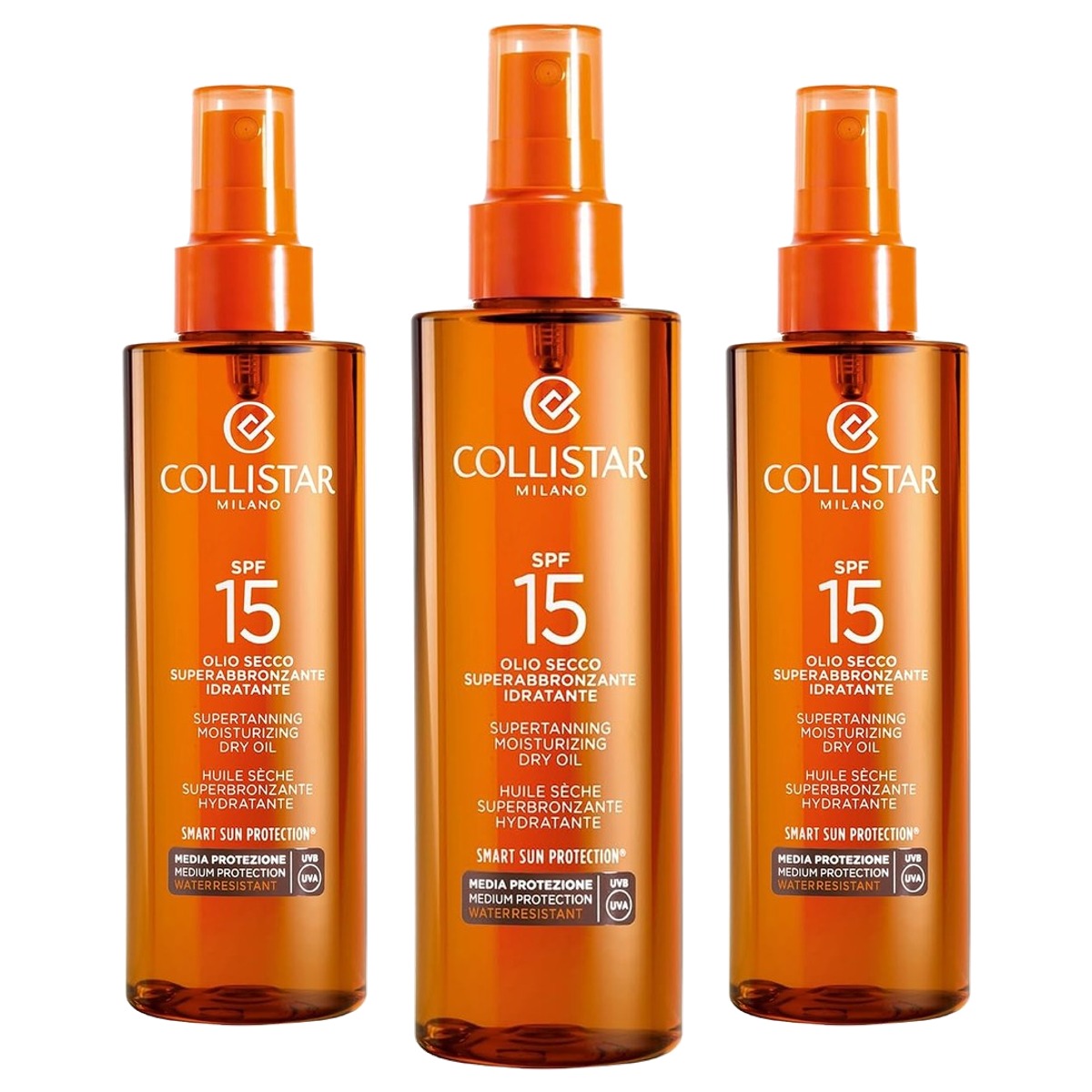 Collistar Vochtinbrengende Superbruinende Droge Olie SPF 15 200 ml - 3-pack
