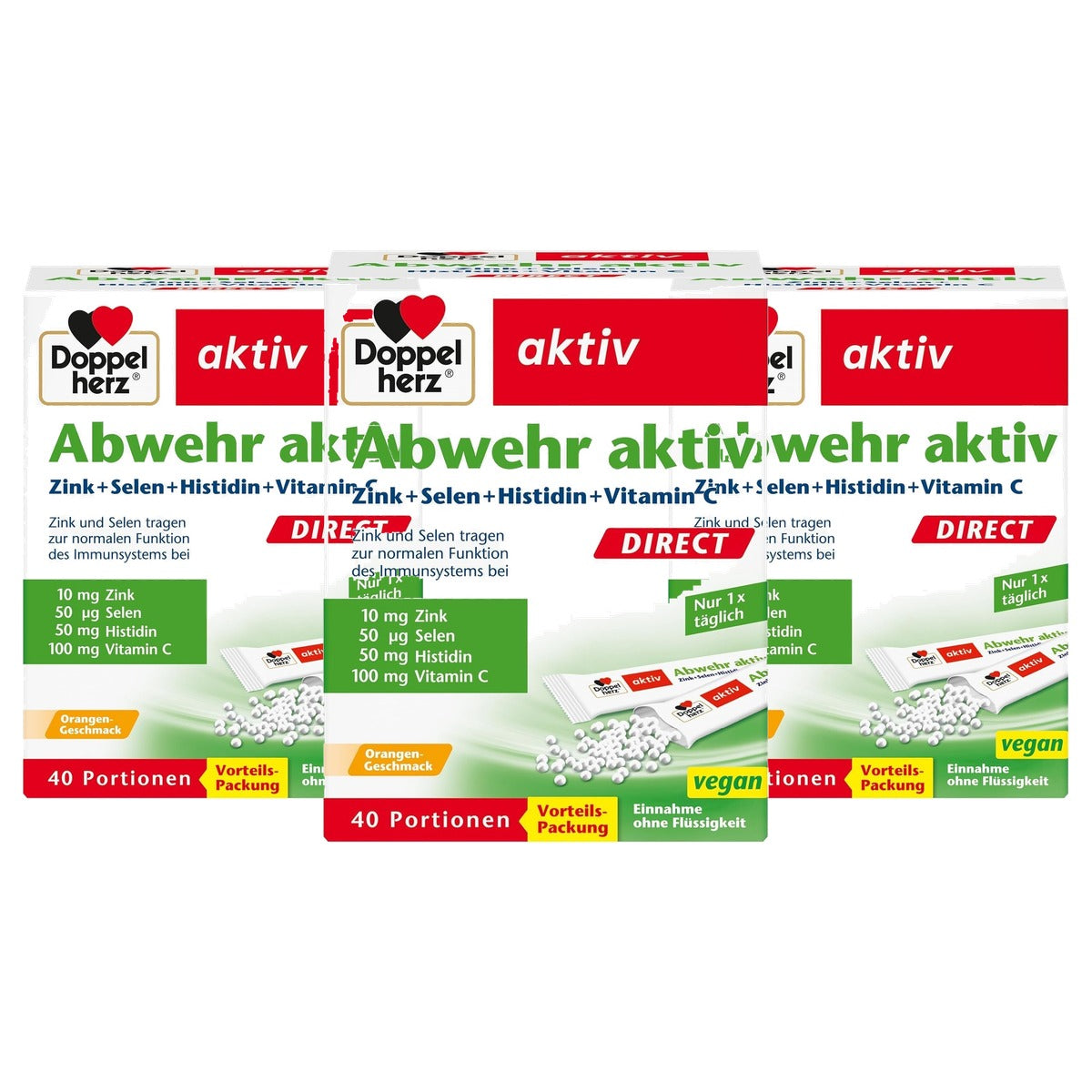 Doppelherz Afweer Actief Direct Sinaasappelsmaak 40 porties - 3-pack