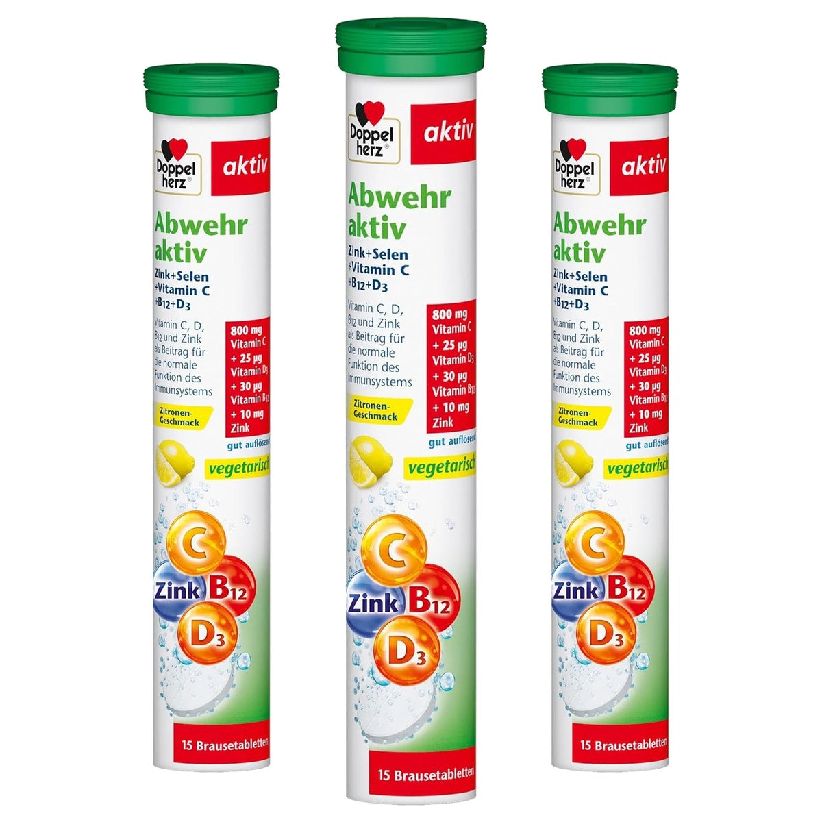 Doppelherz Afweer Actieve Bruistabletten Citroensmaak 15 Bruistabletten - 3-pack