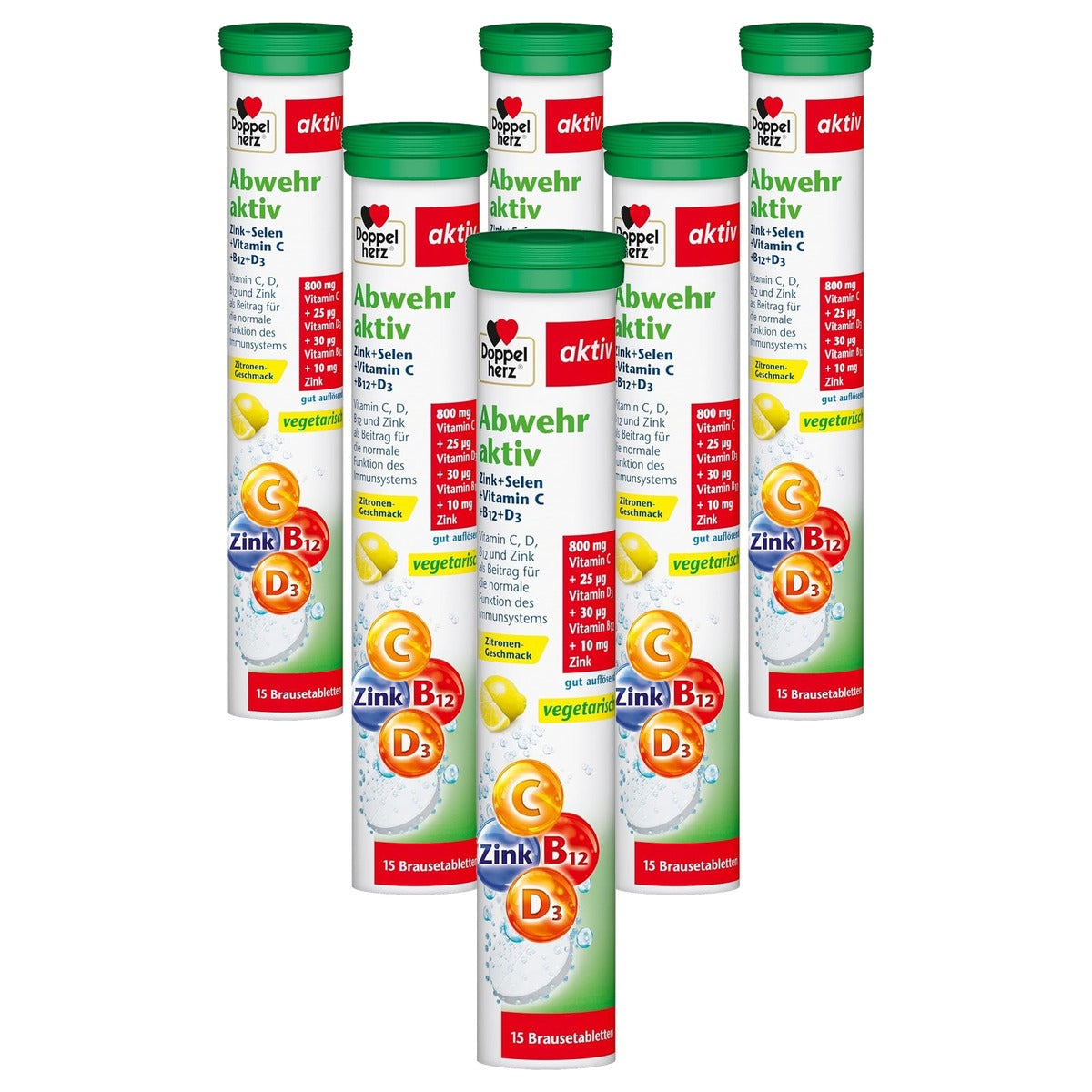 Doppelherz Afweer Actieve Bruistabletten Citroensmaak 15 Bruistabletten - 6-pack