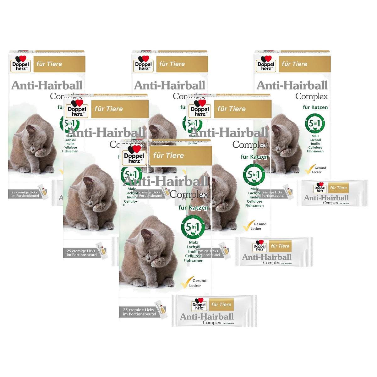 Doppelherz voor Dieren Anti-Haarbal Complex voor Katten 25 Likken - 6-pack