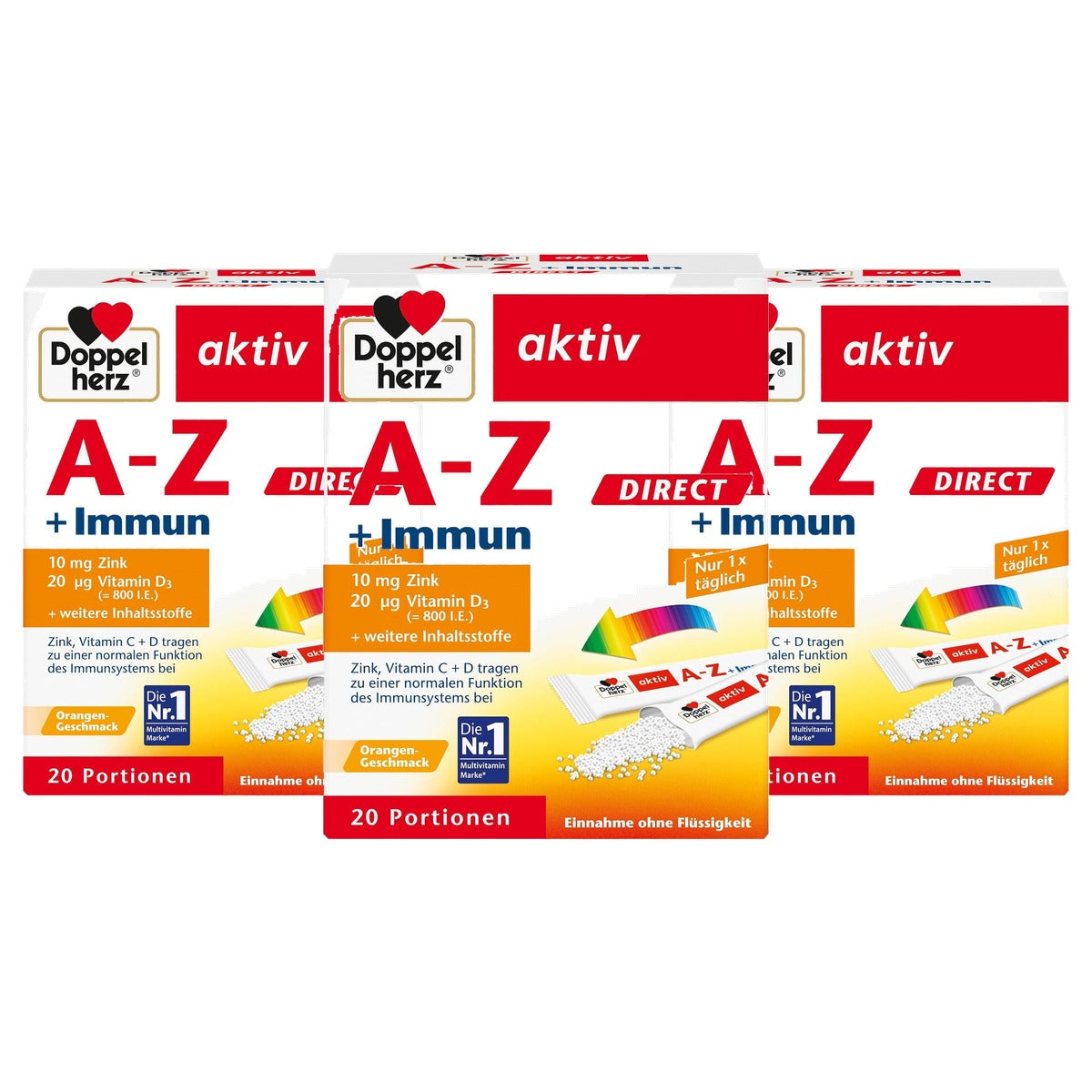 Doppelherz A-Z + Immuundirect met Sinaasappelsmaak 20 Zakjes - 3-pack