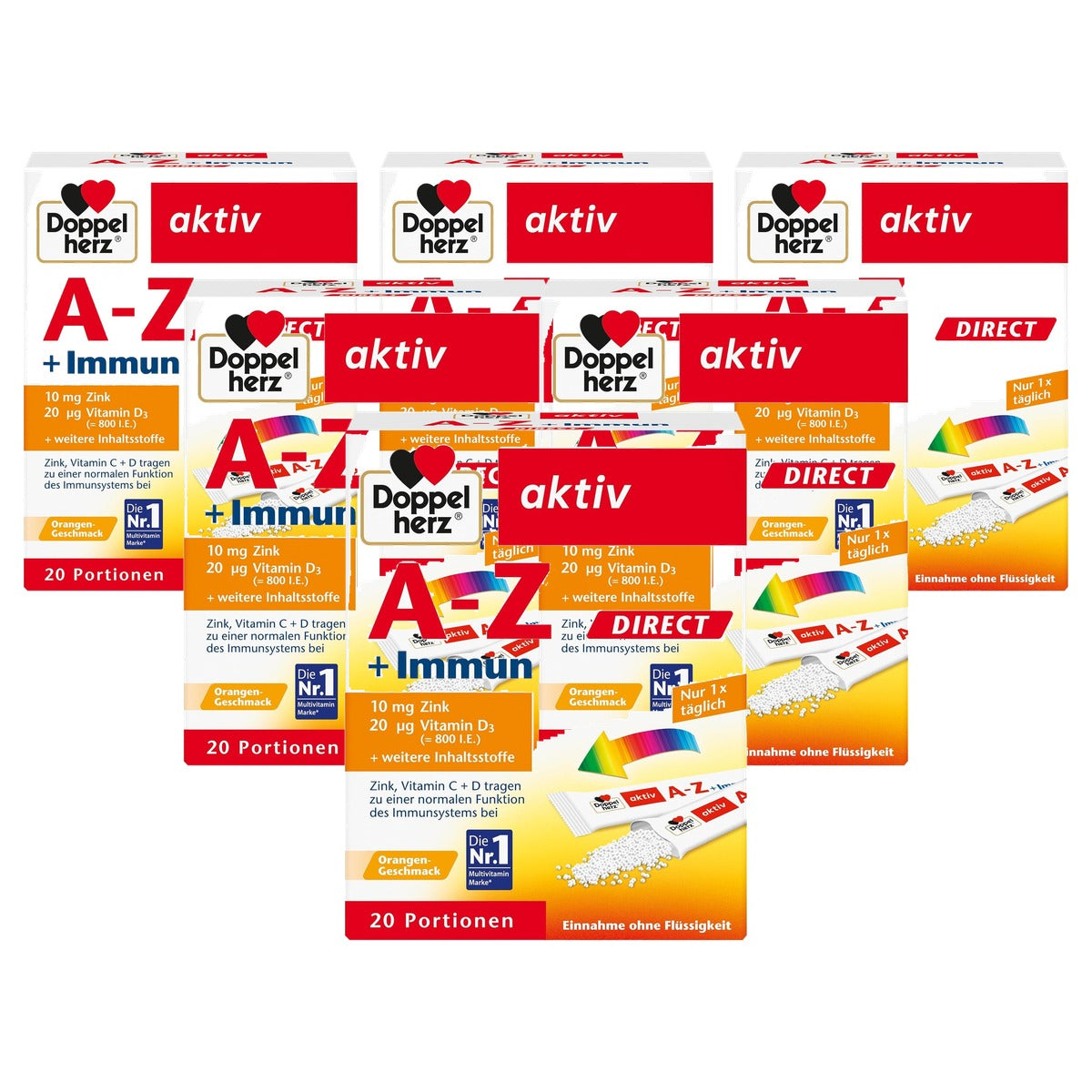 Doppelherz A-Z + Immuundirect met Sinaasappelsmaak 20 Zakjes - 6-pack