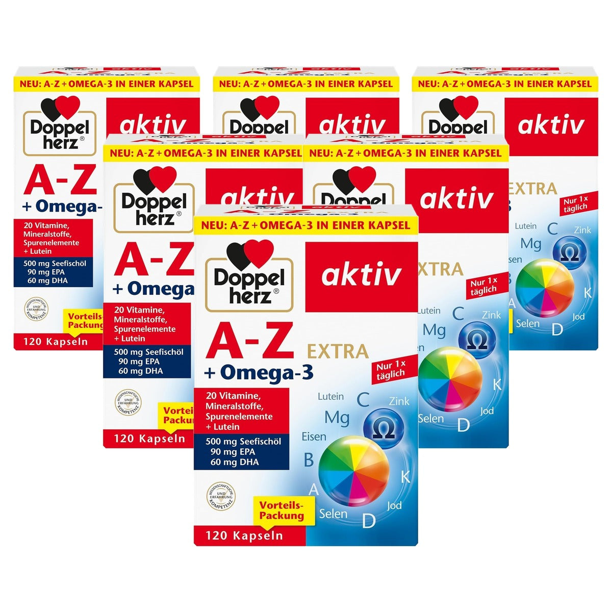 Doppelherz A-Z + Omega-3 Extra Multivitamine 120 Capsules - 6-pack