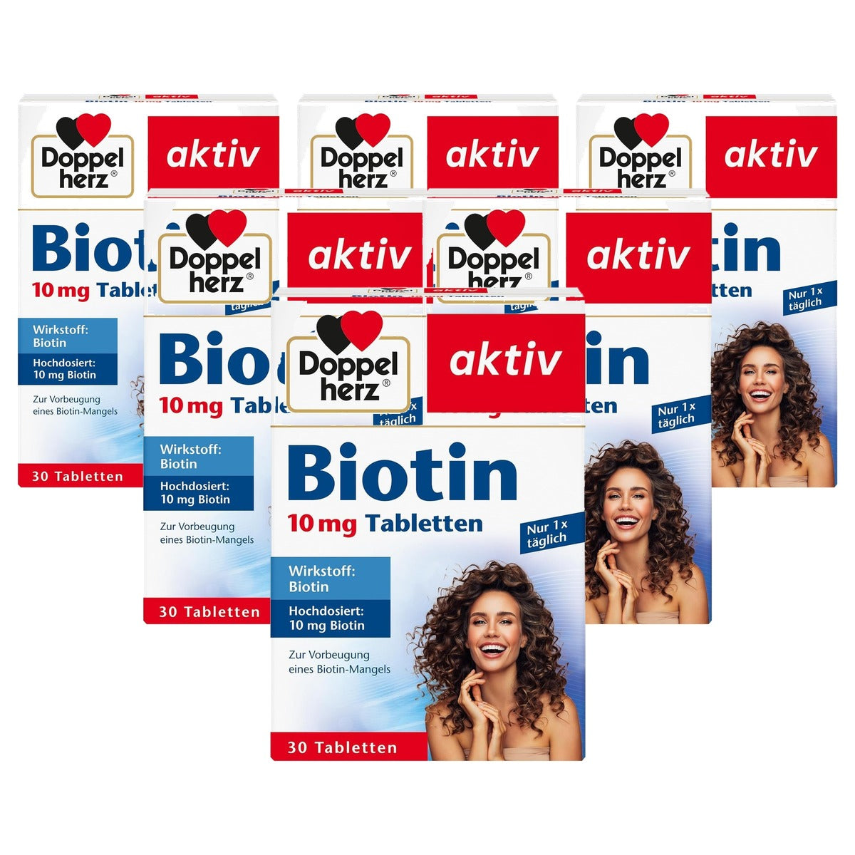 Doppelherz Biotine 10 mg 30 Tabletten - ter Voorkoming van Biotinegebrek - 6-pack
